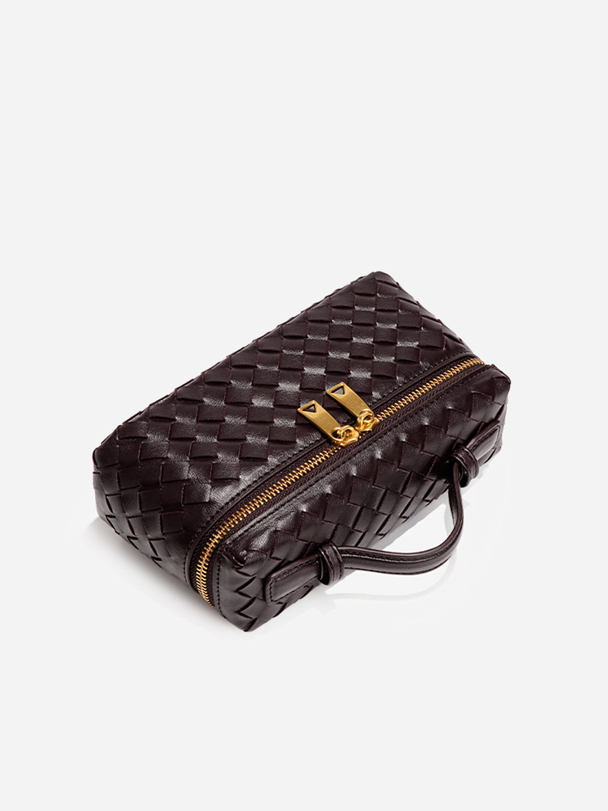 Woven PU Leather Box Bag Adjustable Crossbody Strap