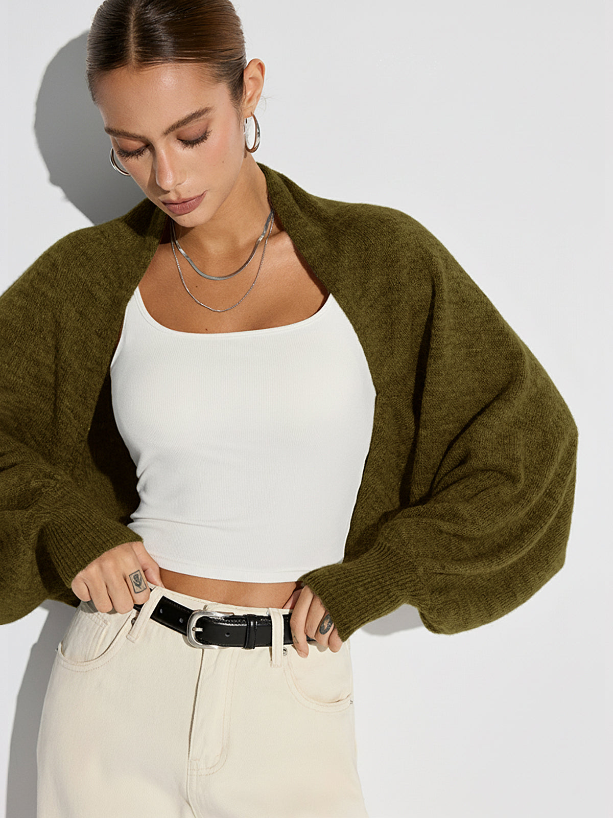 Wool Blend Oversized Batwing Sleeve Cardigan Cozy Fall Winter Layer