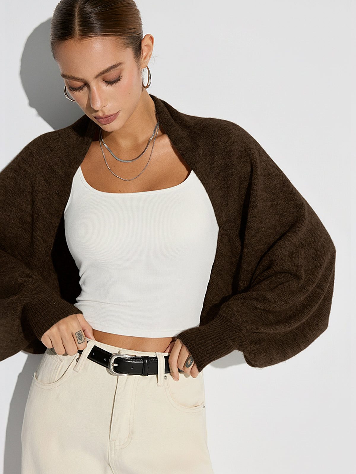 Wool Blend Oversized Batwing Sleeve Cardigan Cozy Fall Winter Layer