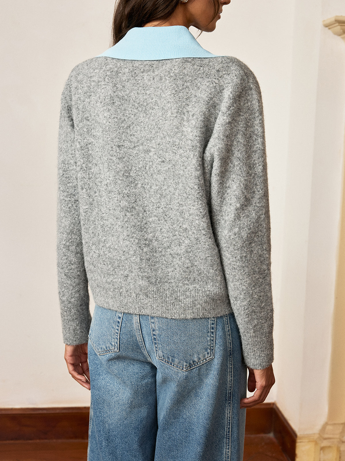 Contrast Collar Wool Blend Sweater for Men - Stylish Winter Comfort