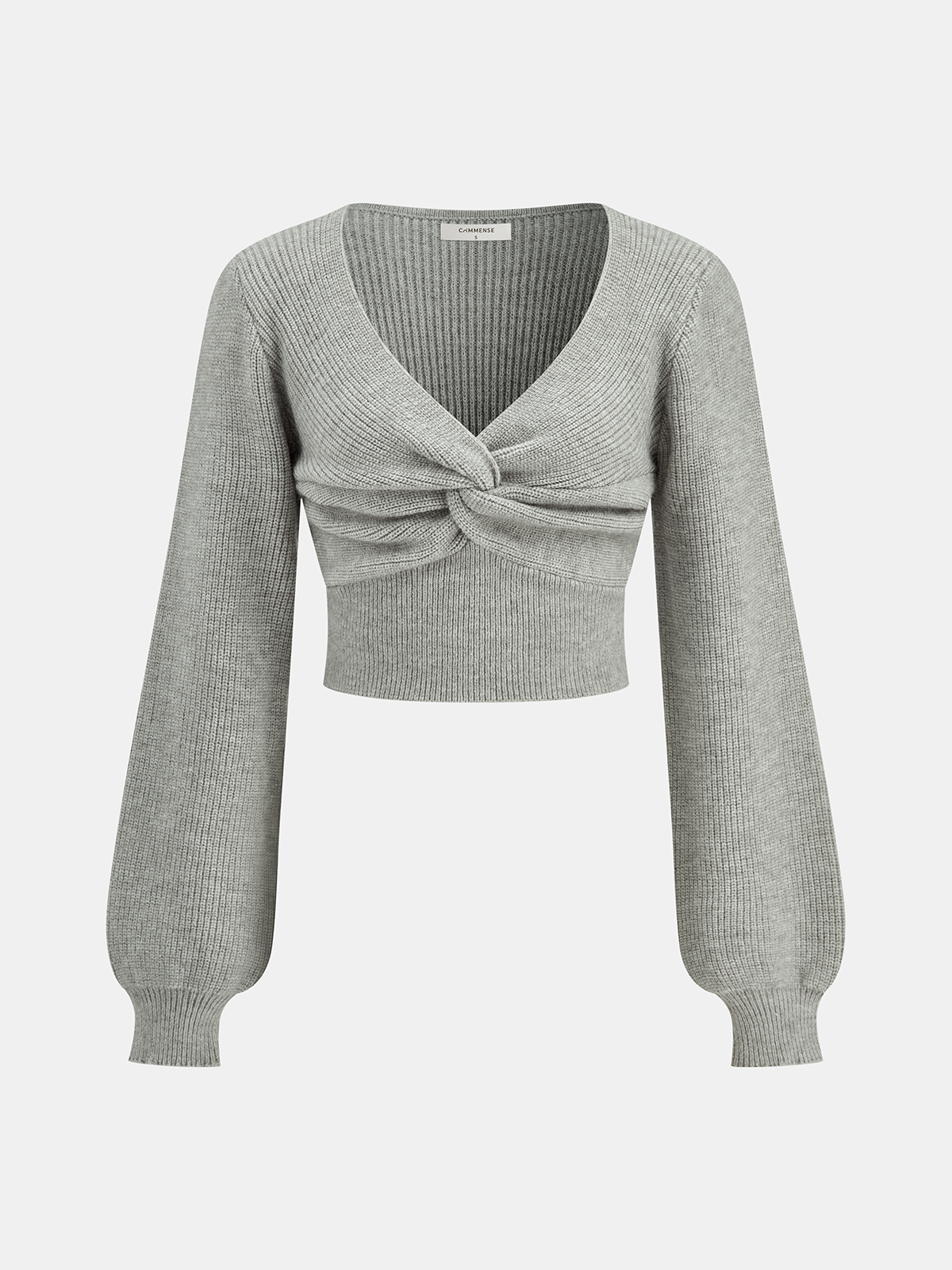 Twist Front Long Sleeve Cropped Knit Top for Women Casual Wear