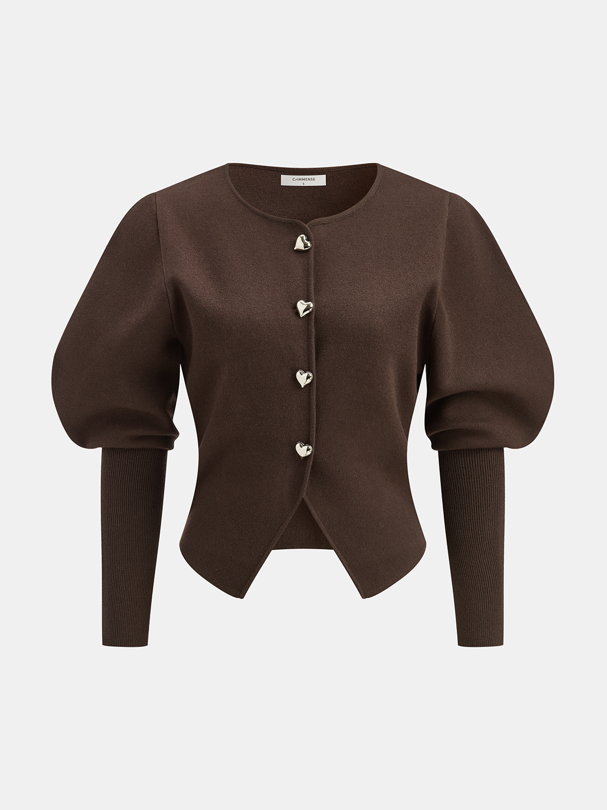 Leg-Of-Mutton Sleeve Heart-Button Wool Blend Cardigan Cozy Fall Fashion