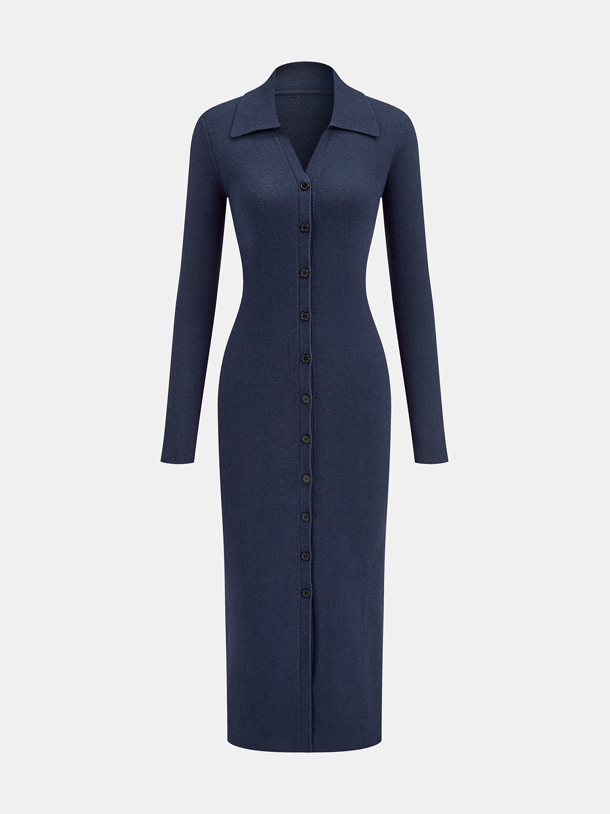 Collared Button Front Longline Knit Cardigan with Pockets and Cuffs