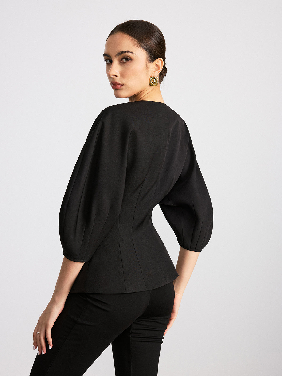 V-Neck Batwing Sleeve Blouse Women's Casual Flowy Top
