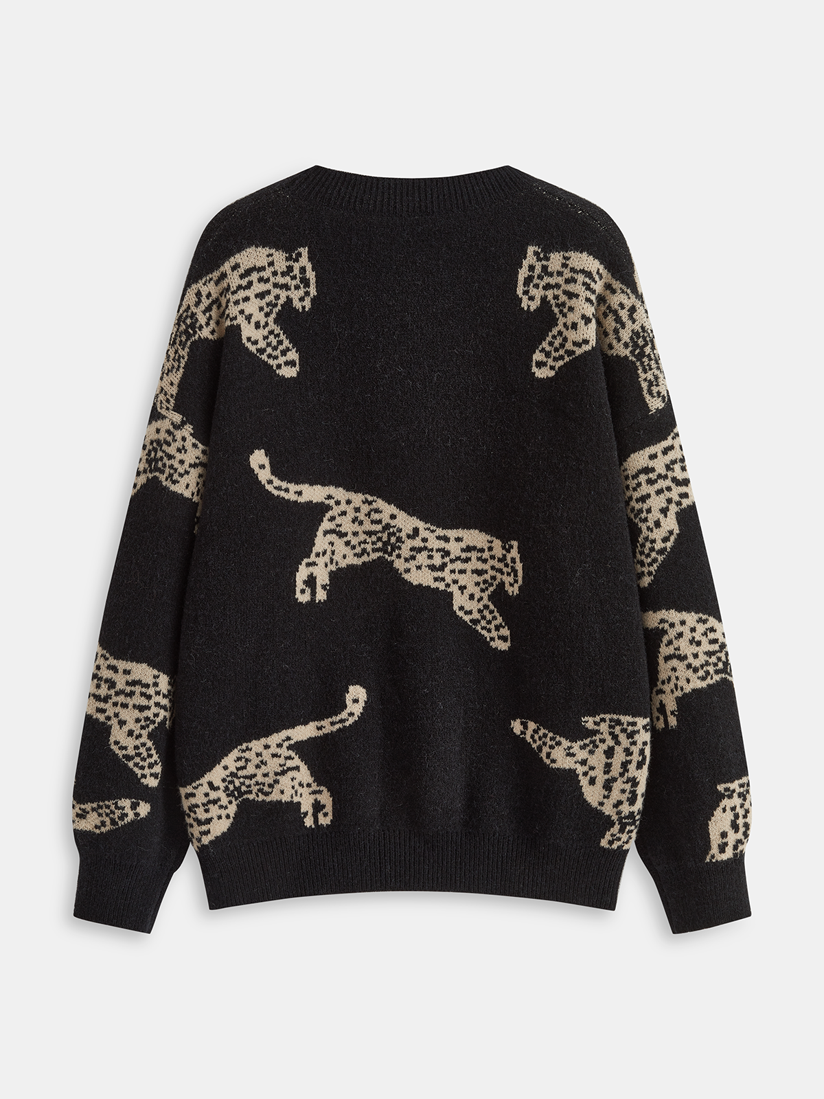 Leopard Print Sweater Trendy Crew Neck Style