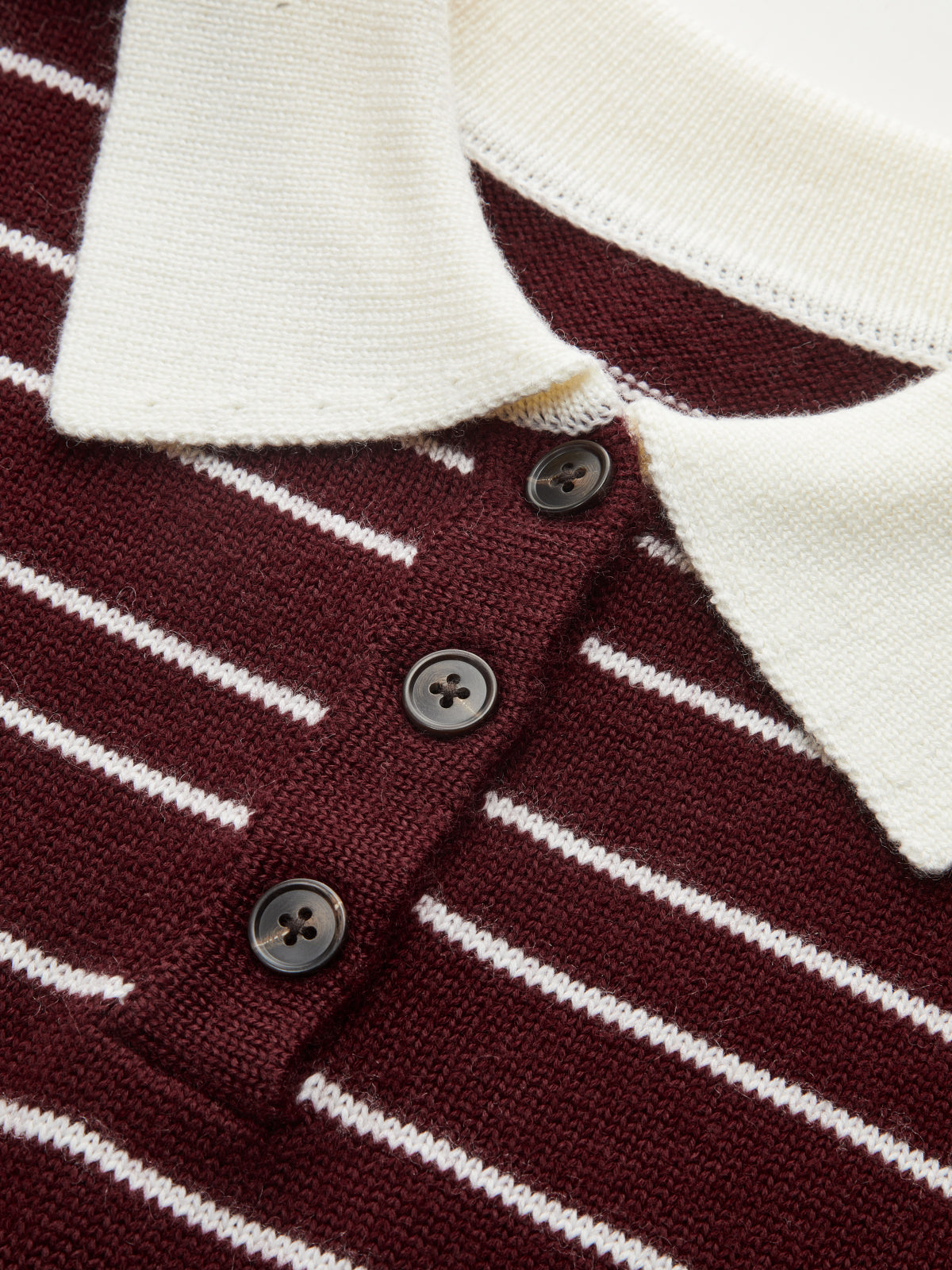 Striped Long Sleeved Knit Polo Top for Casual Wear