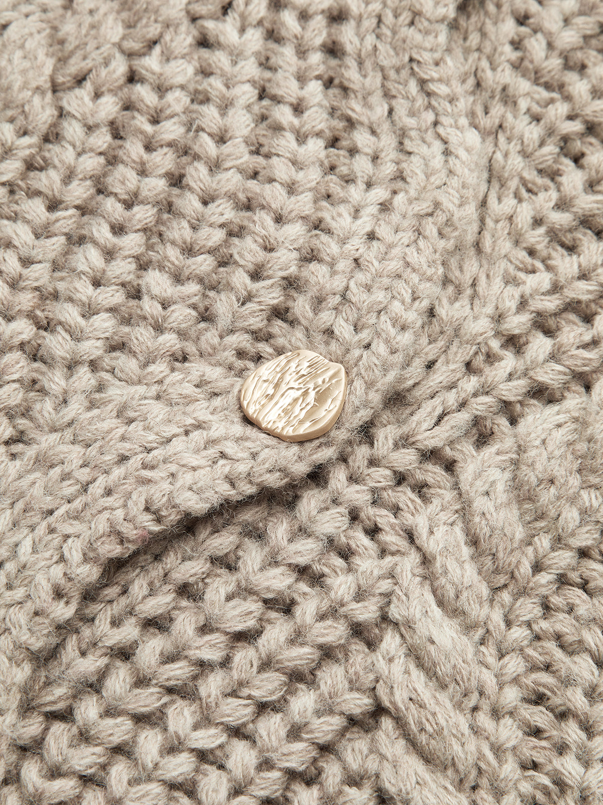 Wool Blend Cable Knit Cardigan with Button Closure