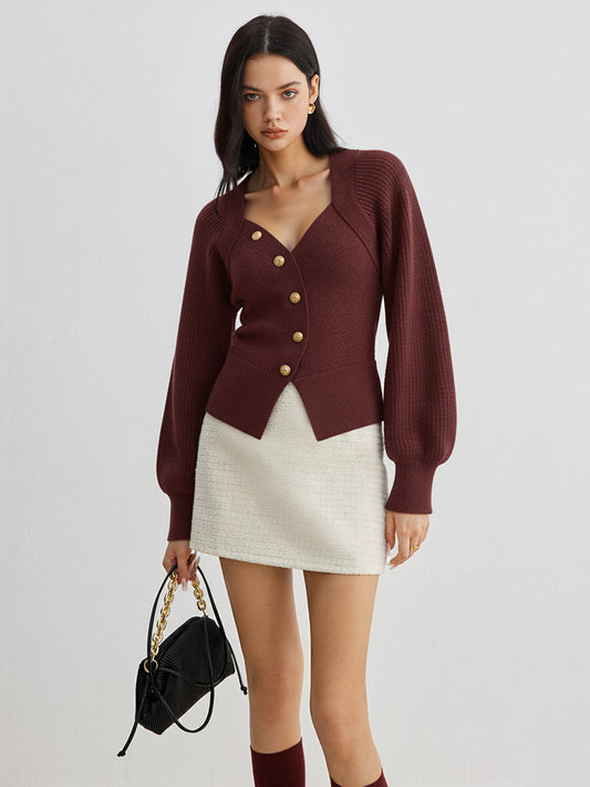 Asymmetrical Decor Button Sweater for Women Casual Style