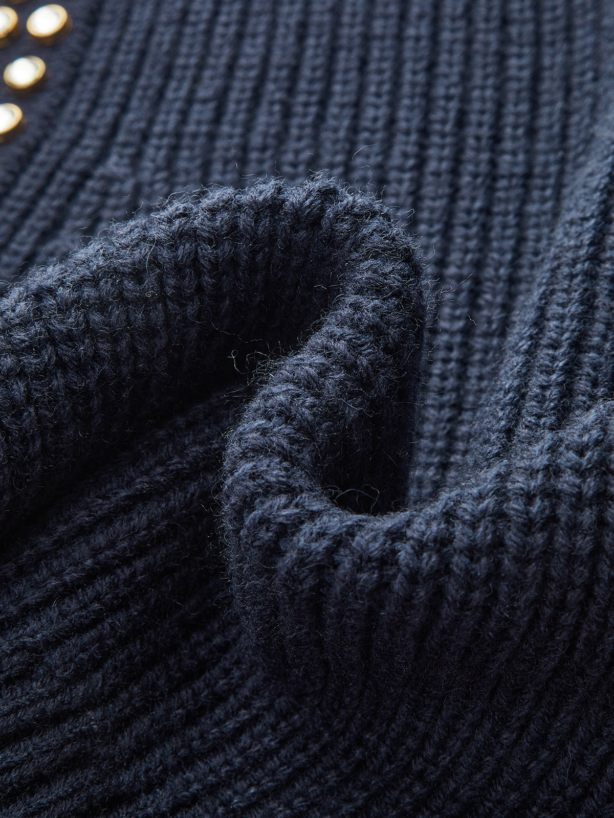 Studded Collar Wool Blend V-Neck Sweater, Cozy Winter Fashion Essential