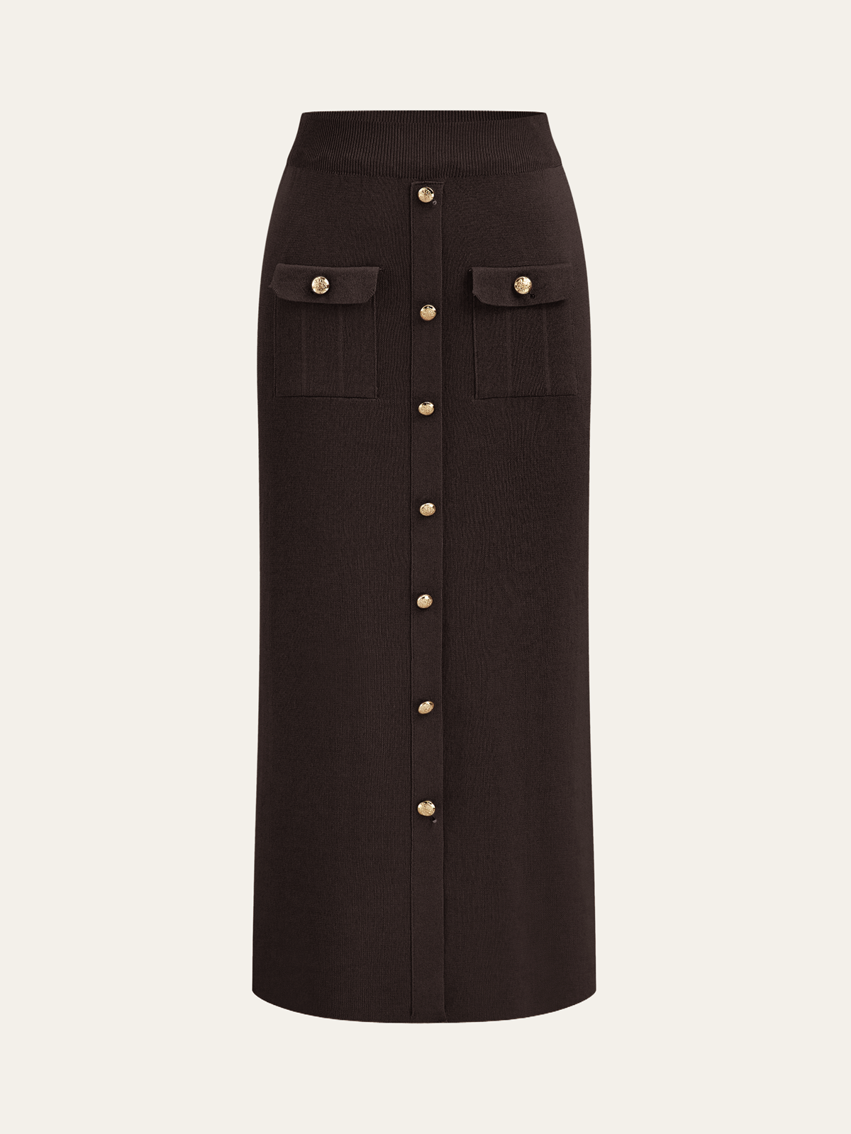 Metal Button Collared Cardigan and Midi Skirt Set - Trendy Women's Autumn Outfit