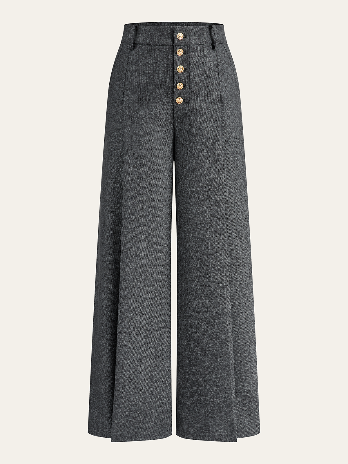 High-Waisted Button-Front Wide-Leg Pants for Women Trendy Casual Fit
