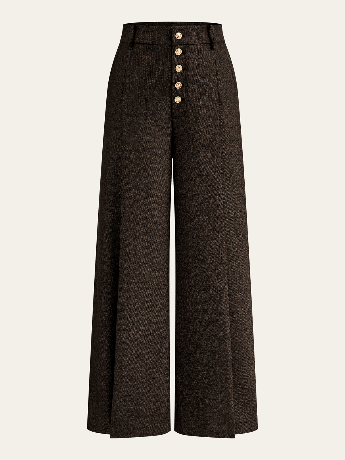 High-Waisted Button-Front Wide-Leg Pants for Women Trendy Casual Fit