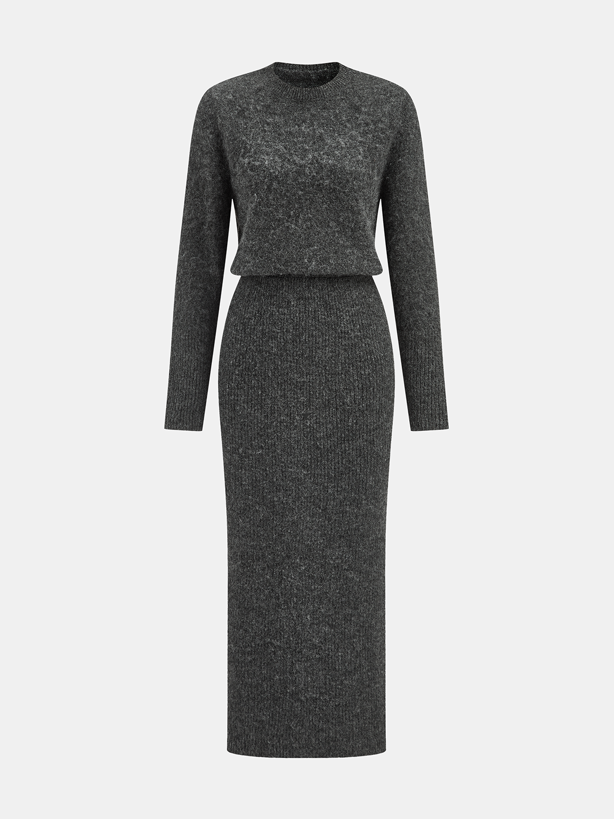 Wool-Blend Fuzzy Midi Dress for Women Casual Fall