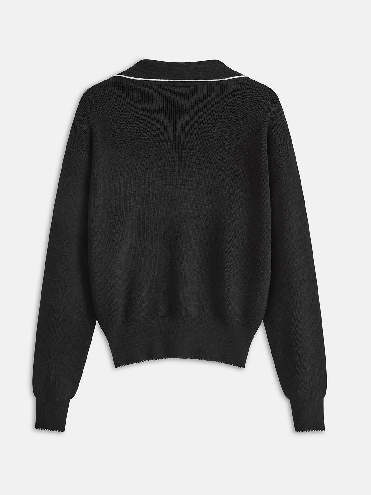 Contrast Trim Polo Knit Top for Casual Wear