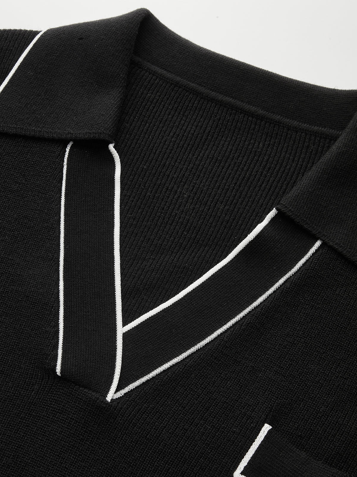 Contrast Trim Polo Knit Top for Casual Wear