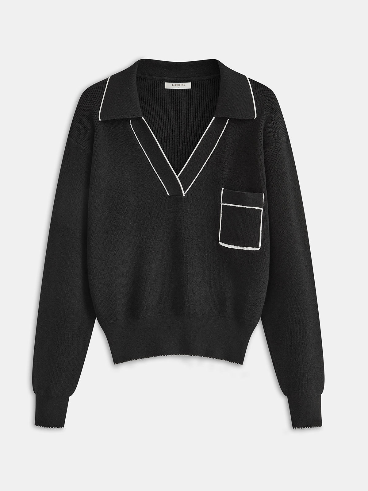 Contrast Trim Polo Knit Top for Casual Wear