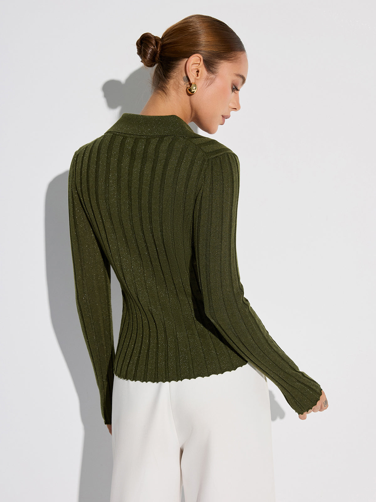 Collared Textured Button Wool Blend Sweater for Winter Comfort