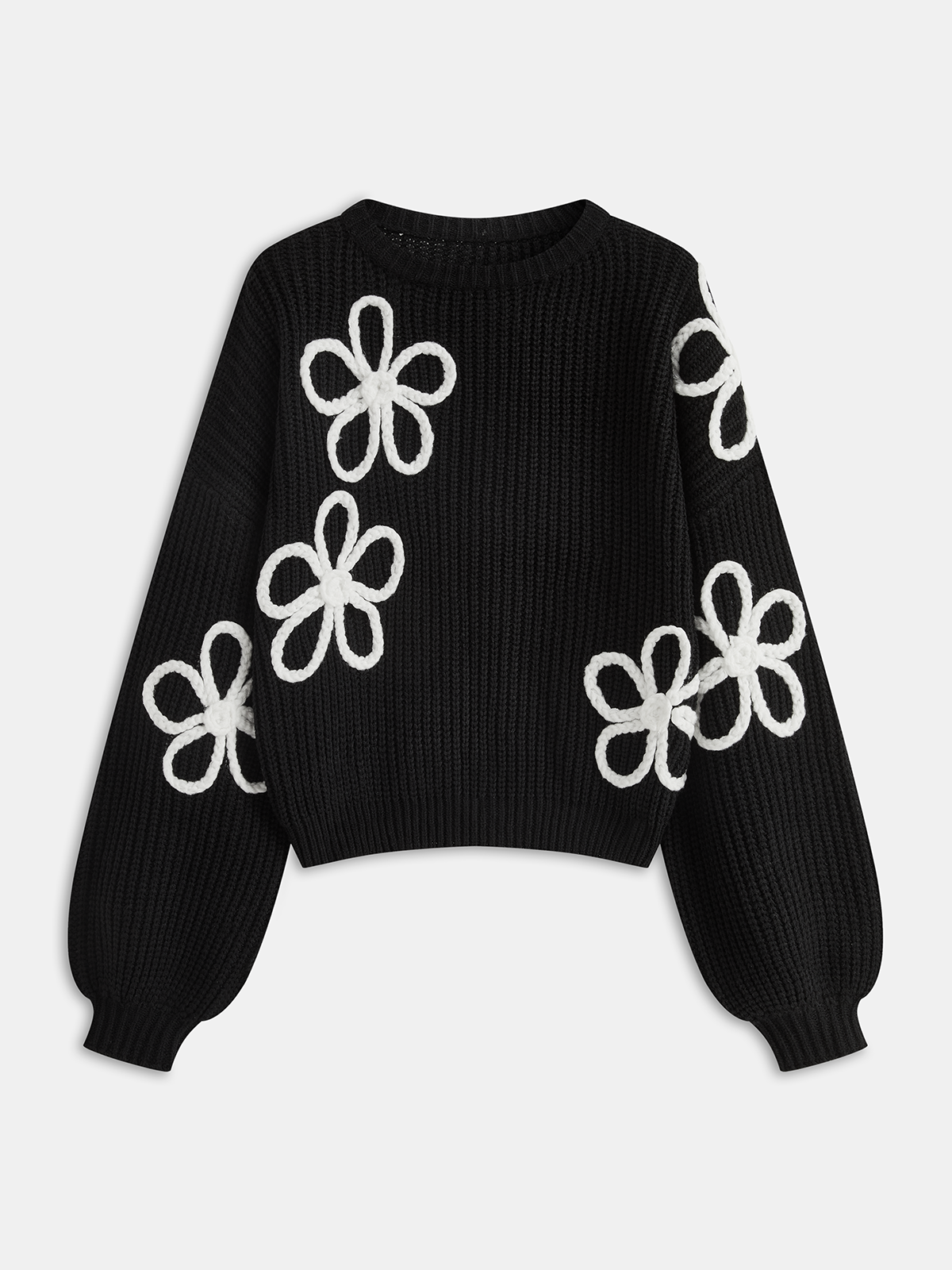 Flower Applique Sweater for Women Casual Spring Wear