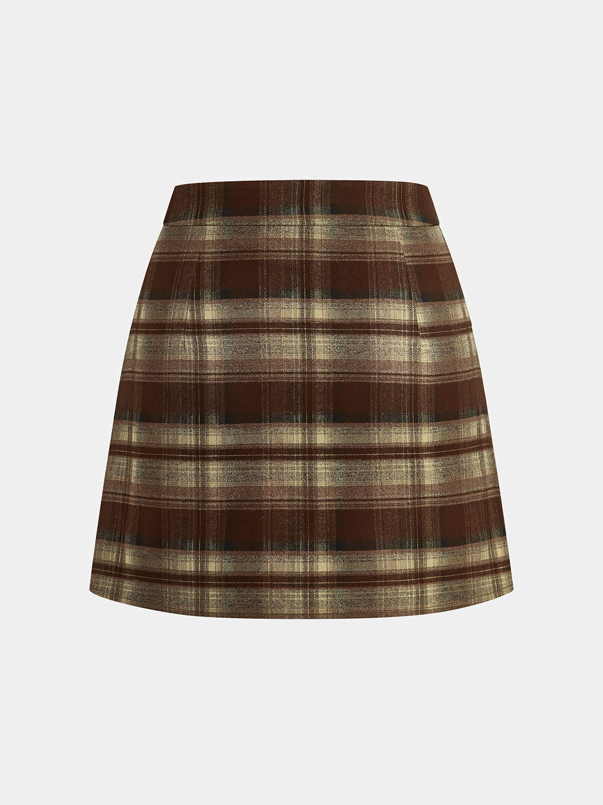 Plaid Asymmetric Pleated Mini Skirt with High Waist Design