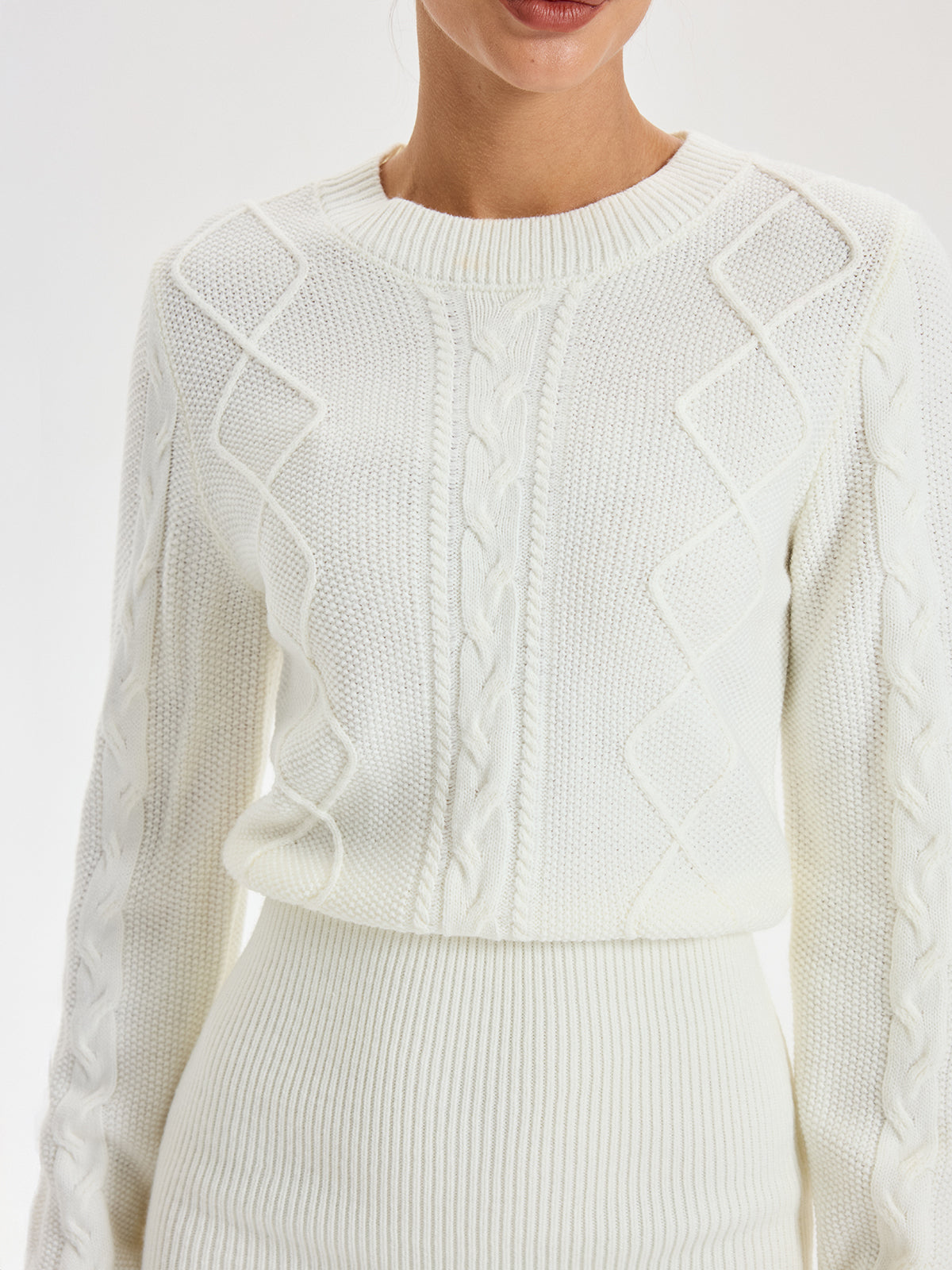 Cable Knit Crewneck Sweater Dress for Women Cozy Winter Fashion