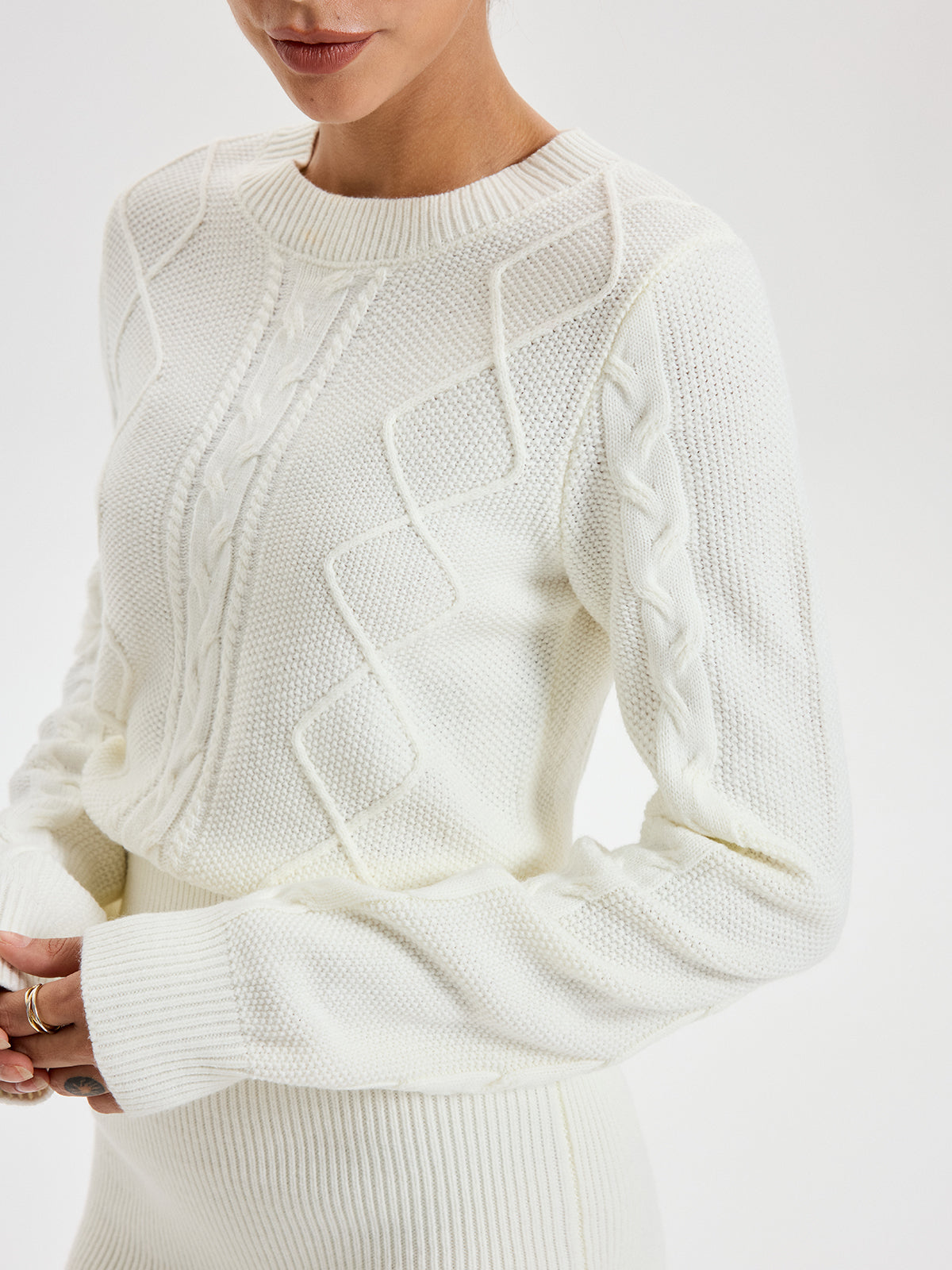 Cable Knit Crewneck Sweater Dress for Women Cozy Winter Fashion