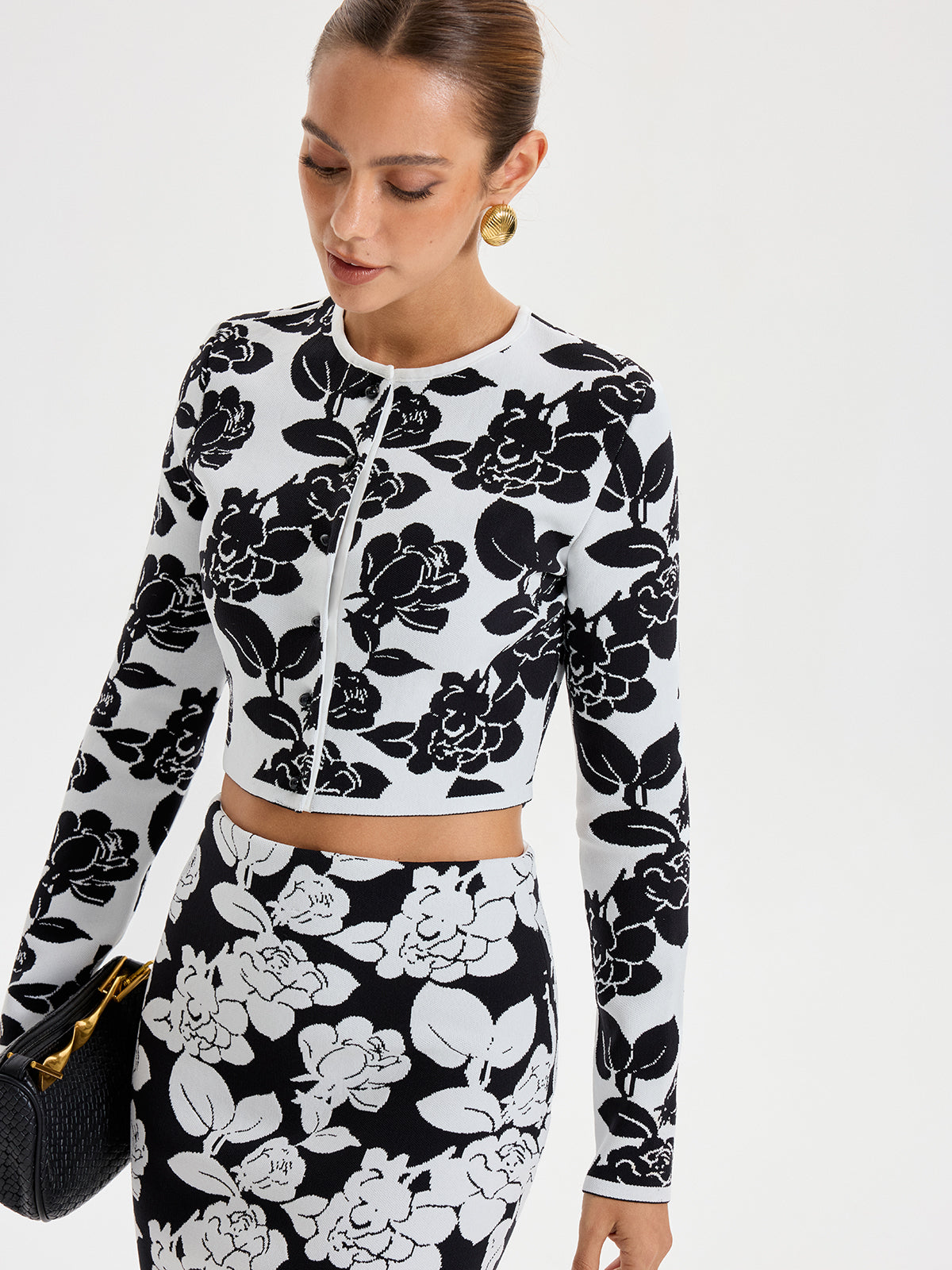 Floral Pattern Crop Cardigan for Women Casual Wear