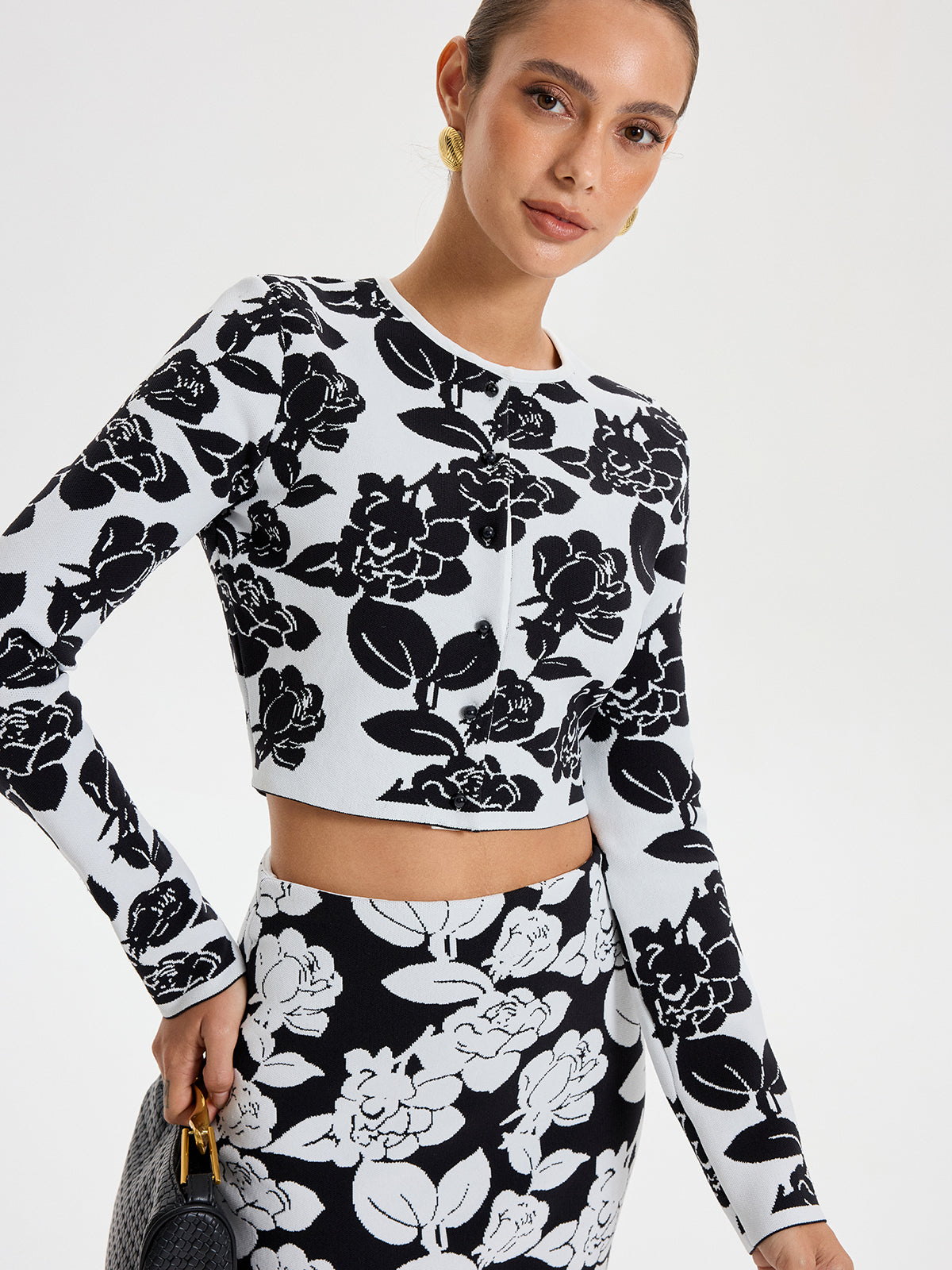 Floral Pattern Crop Cardigan for Women Casual Wear