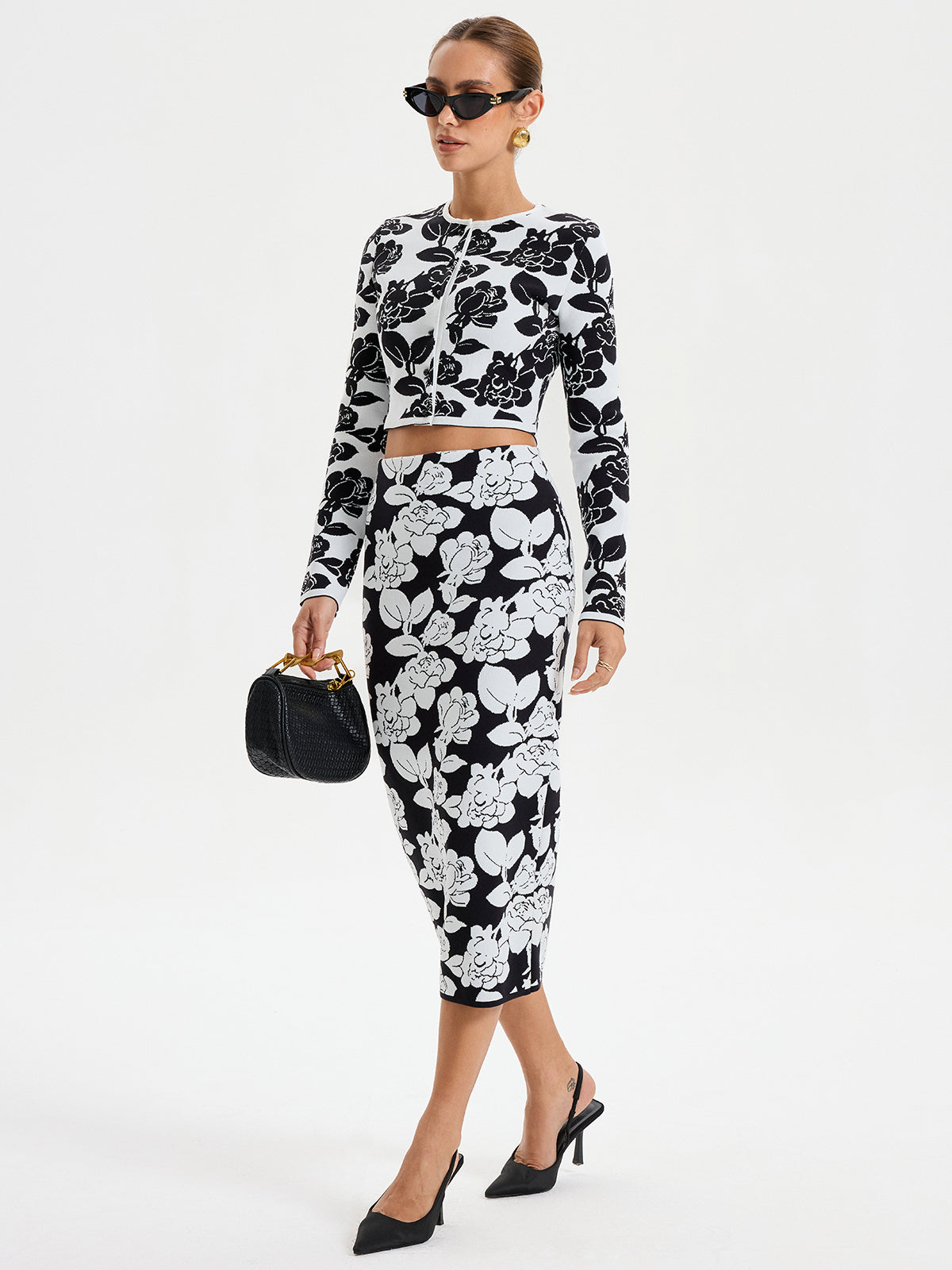 Floral Pattern Crop Cardigan for Women Casual Wear