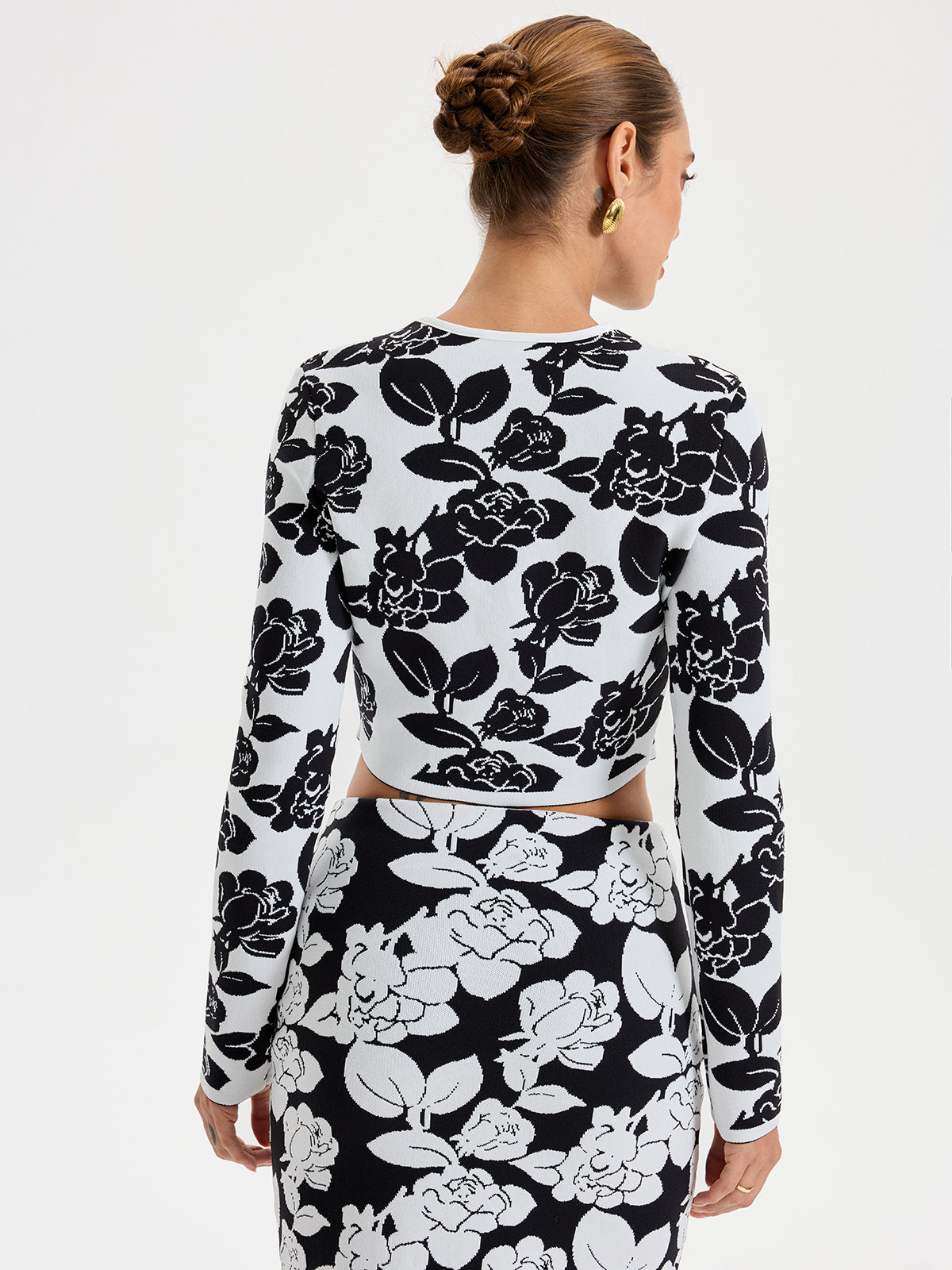 Floral Pattern Crop Cardigan for Women Casual Wear