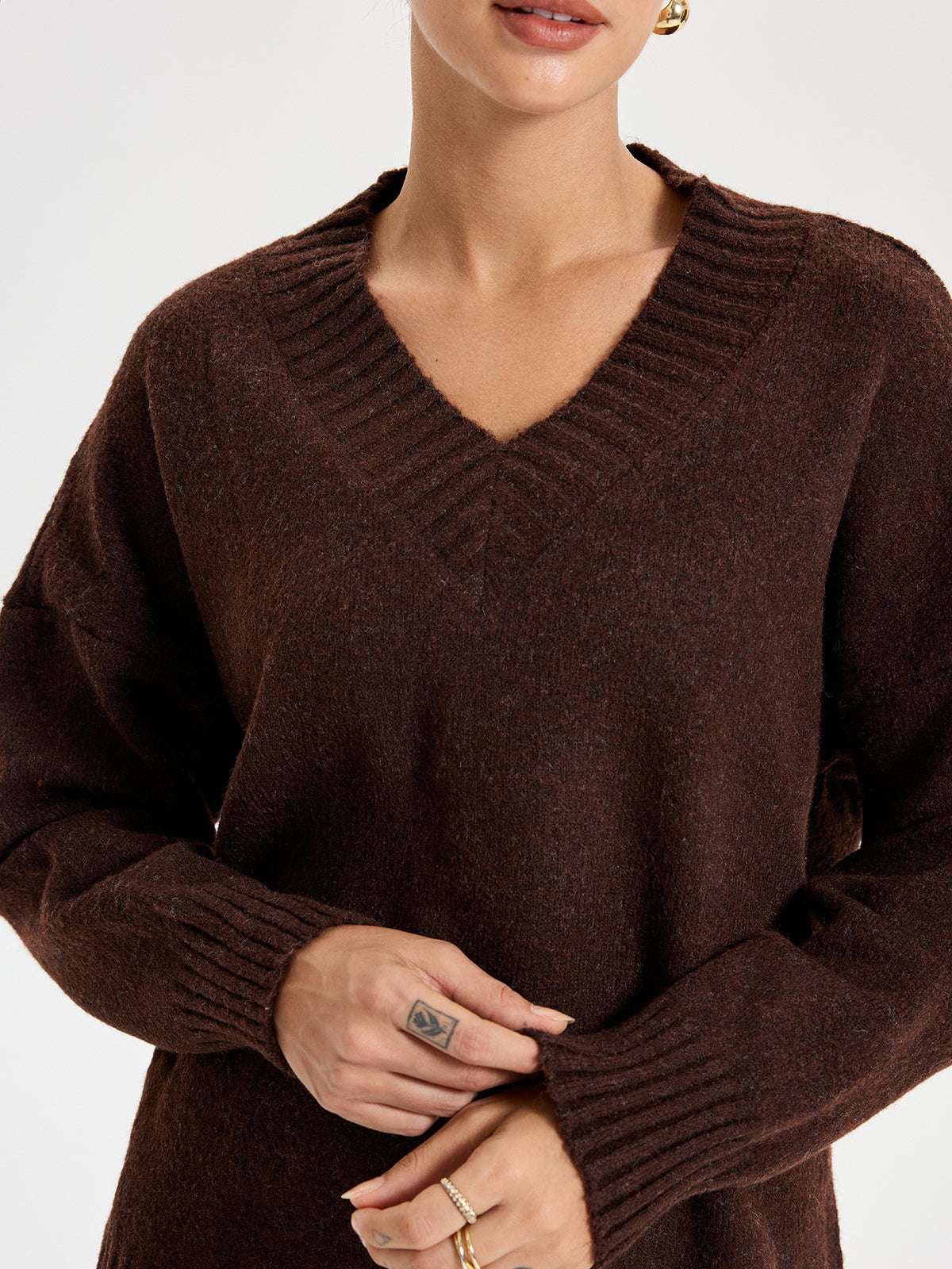 V-neck Knitted Sweater Co-ords Stylish Modern Fit Customizable