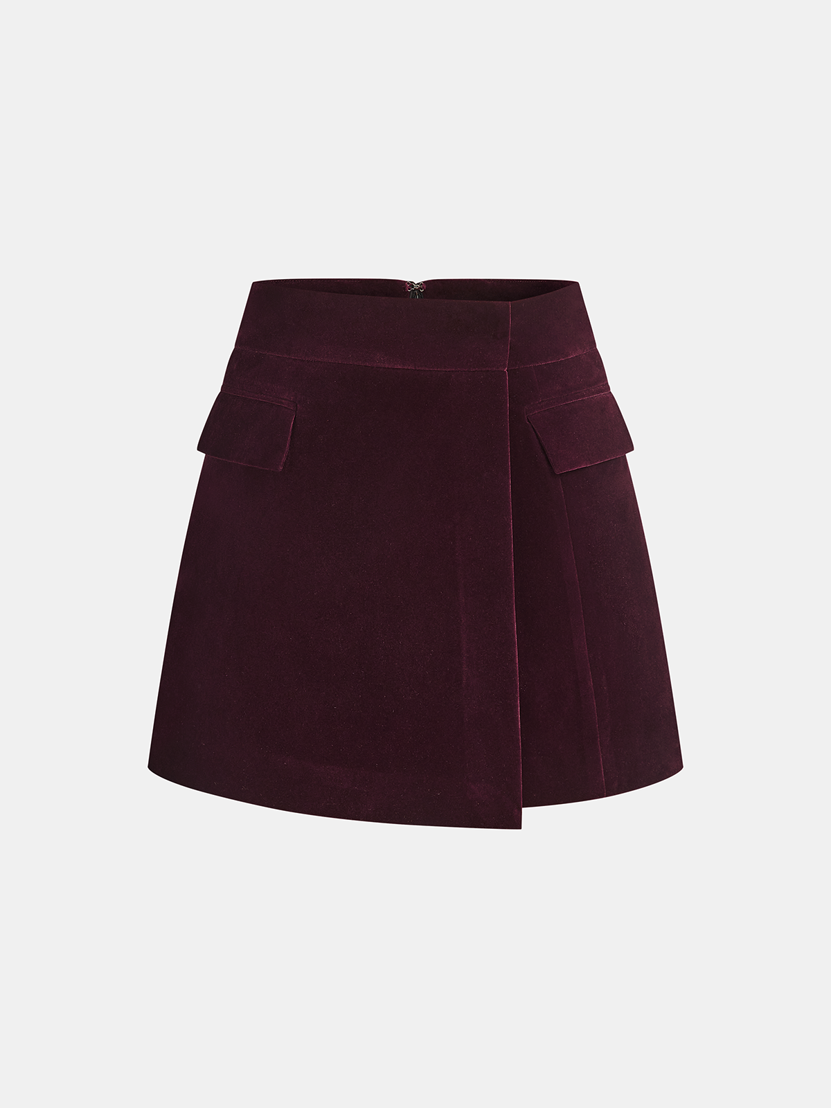 Corduroy Asymmetric Mini Skirt with Button Detail