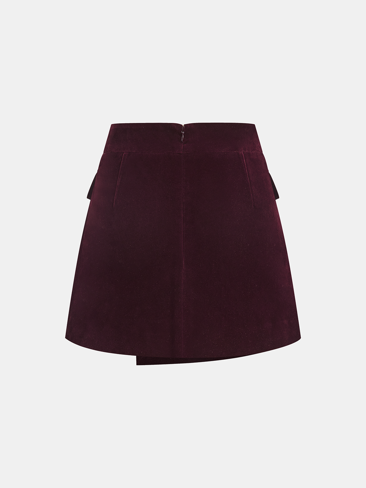 Corduroy Asymmetric Mini Skirt with Button Detail