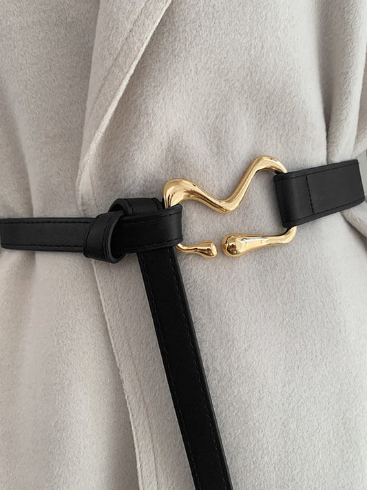 Unique Gold Buckle Knot Detail Belt with Adjustable Closure Options