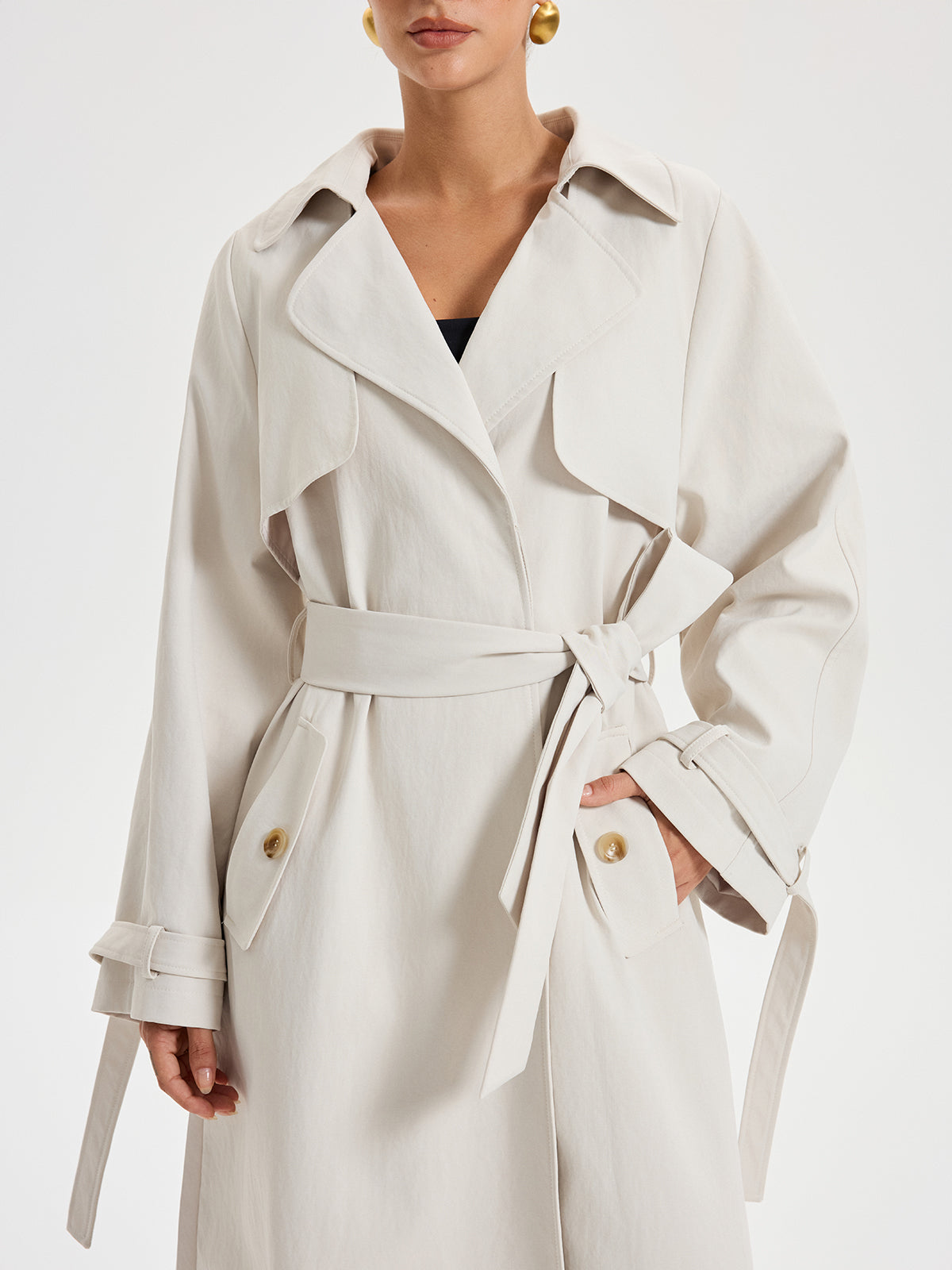 Belted Double-breasted Trench Coat Classic Fall Outerwear