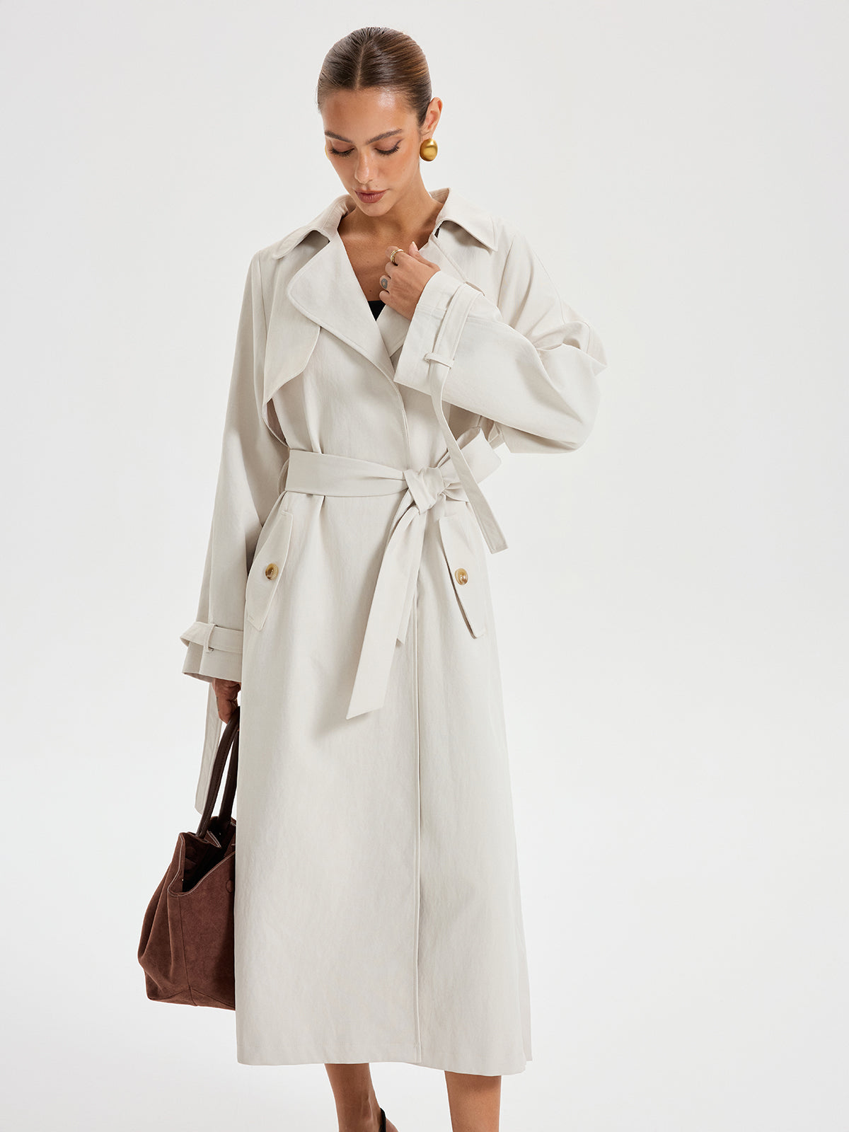 Belted Double-breasted Trench Coat Classic Fall Outerwear