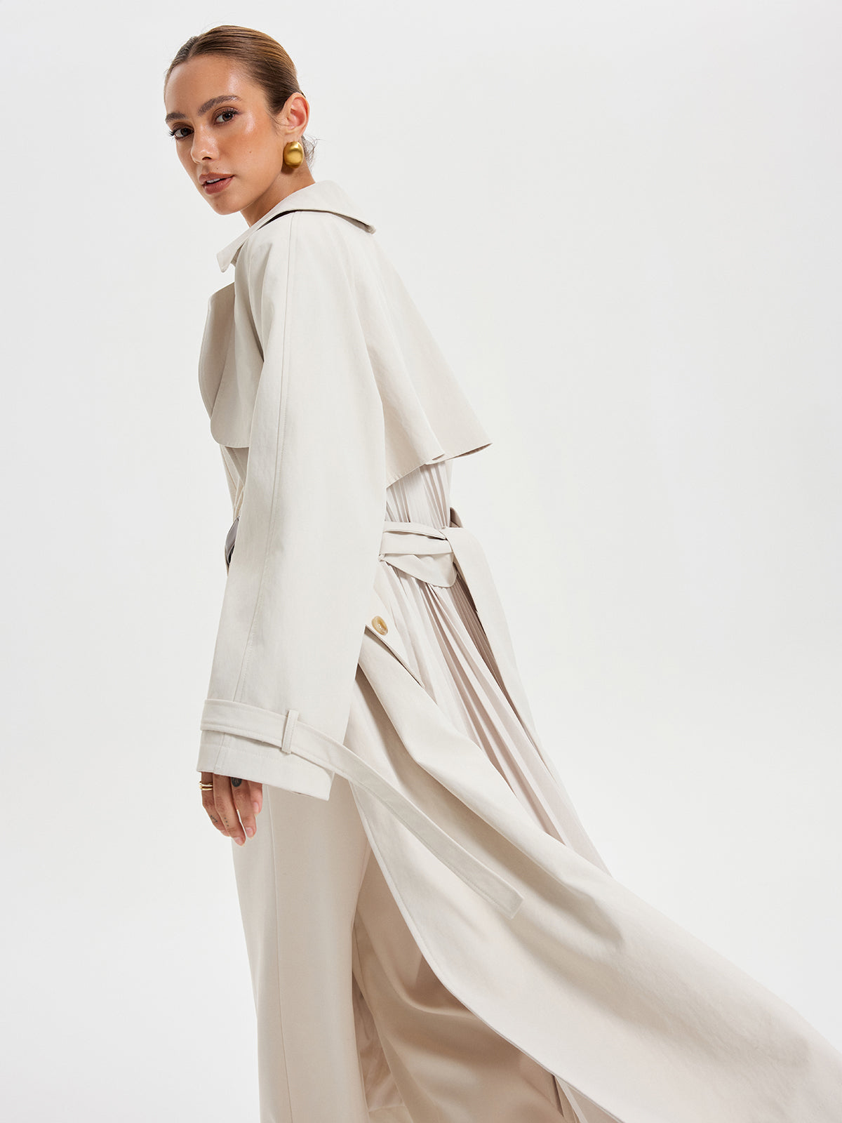 Belted Double-breasted Trench Coat Classic Fall Outerwear