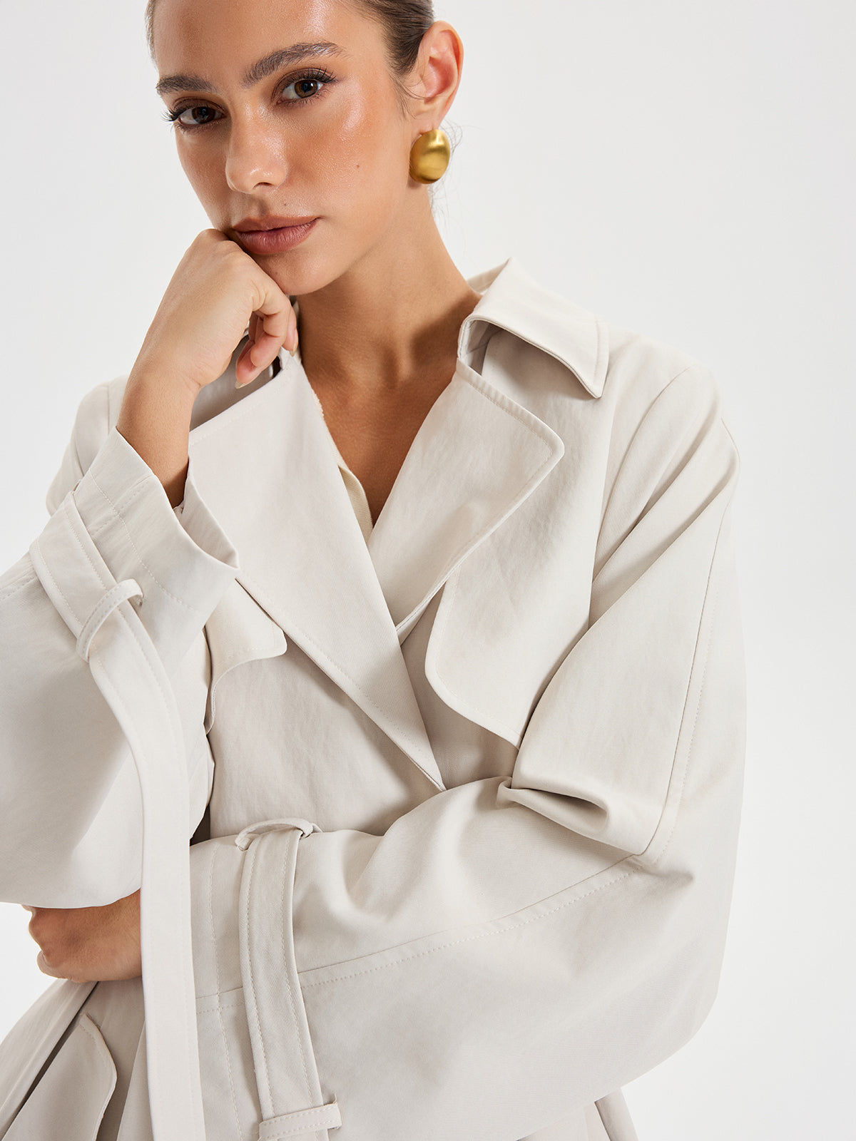 Belted Double-breasted Trench Coat Classic Fall Outerwear