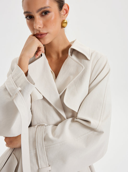Belted Double-breasted Trench Coat Classic Fall Outerwear