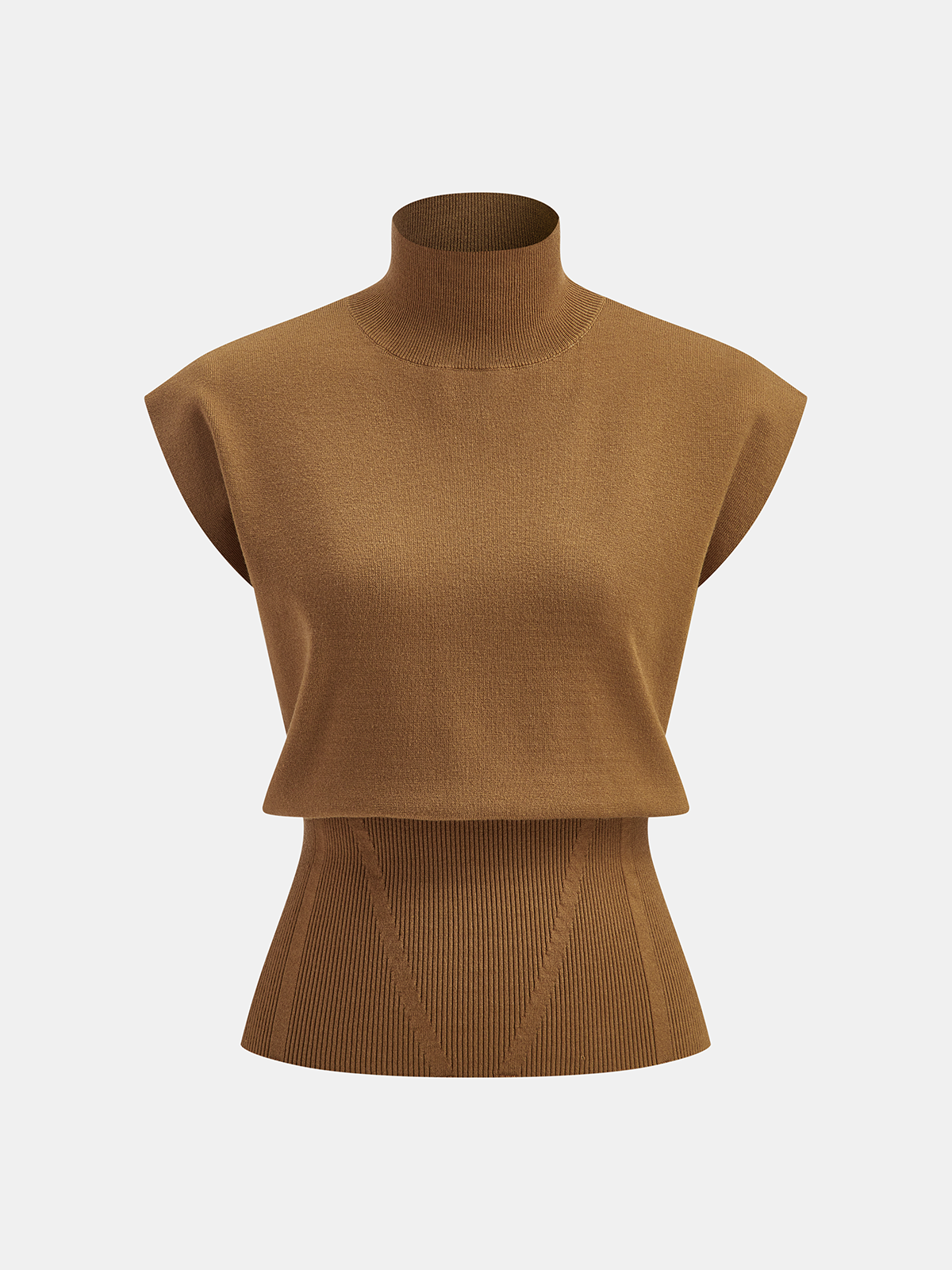 Knitted Cinched Top with Emphasised Shoulders and Flattering Fit Design