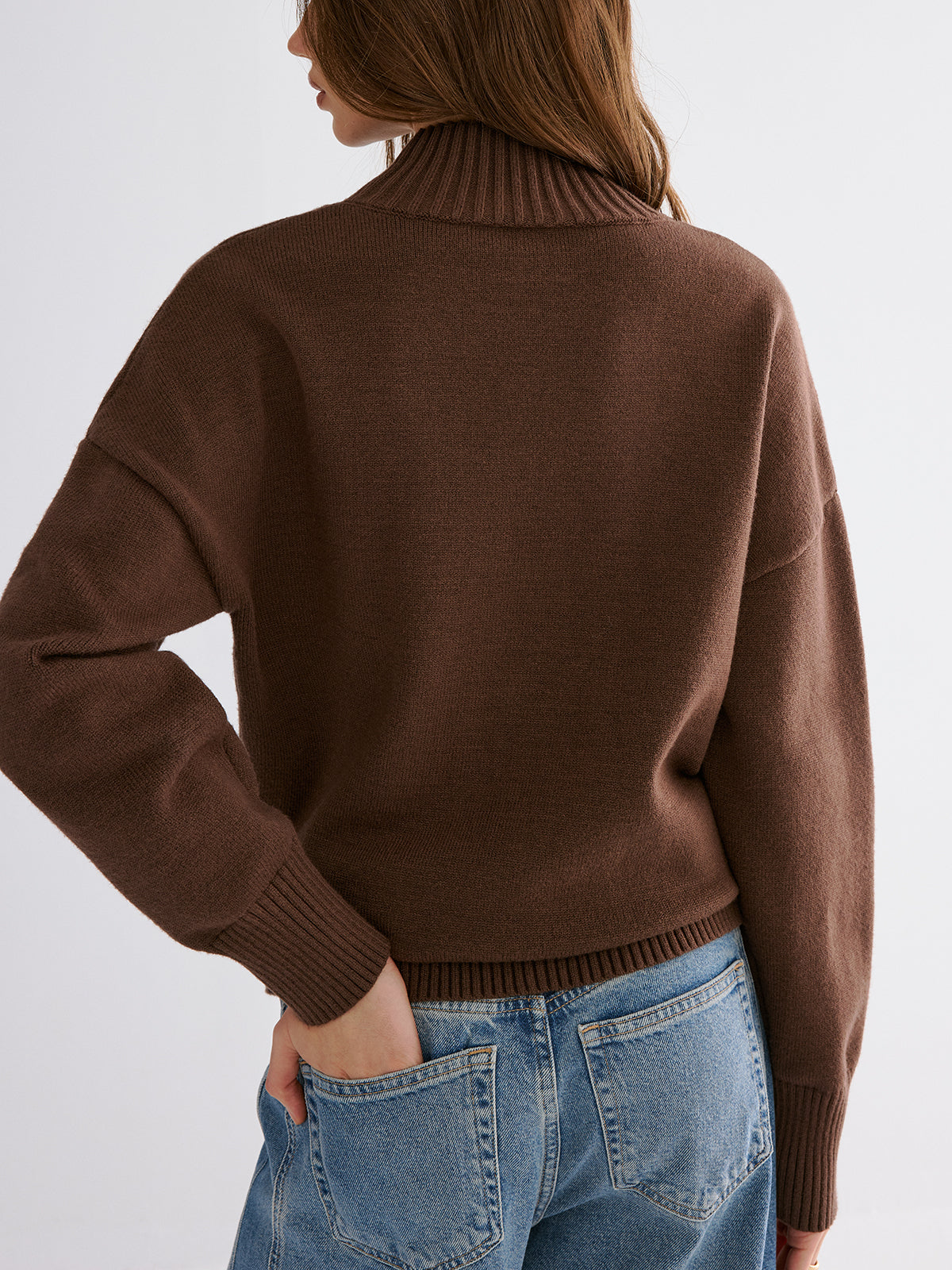 Oversized Drop Shoulder Crew Neck Sweater Cozy Winter Knitwear
