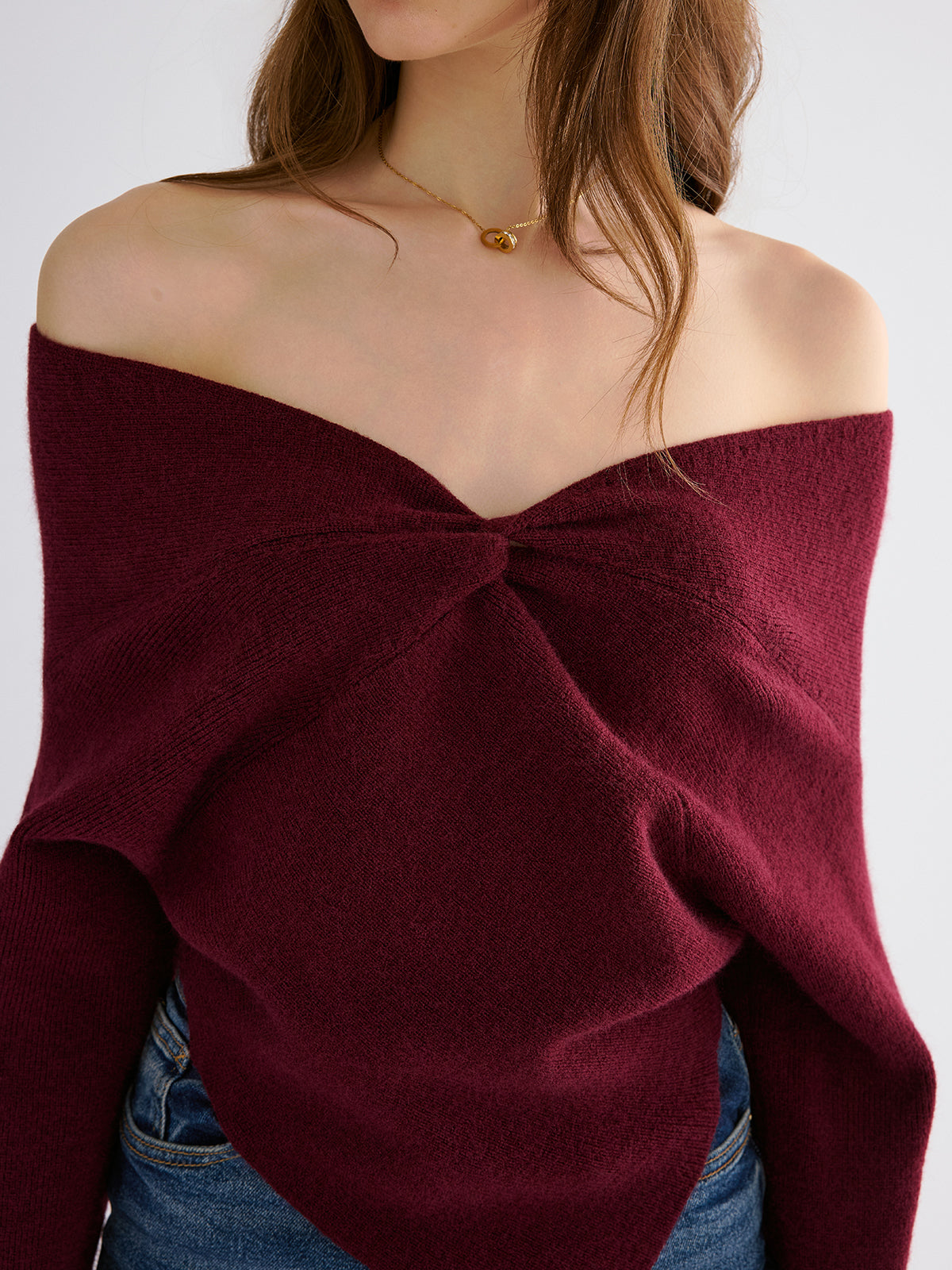 Off-Shoulder Twisted Knit Top for Women Comfortable Stylish