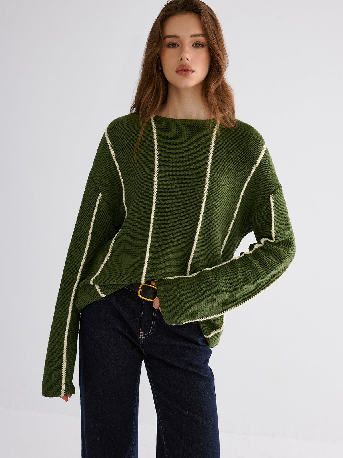 Contrast Striped Sweater for Casual Wear