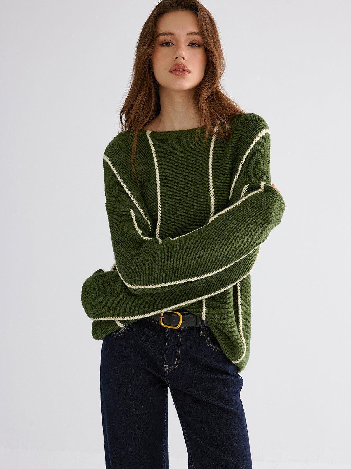 Contrast Striped Sweater for Casual Wear