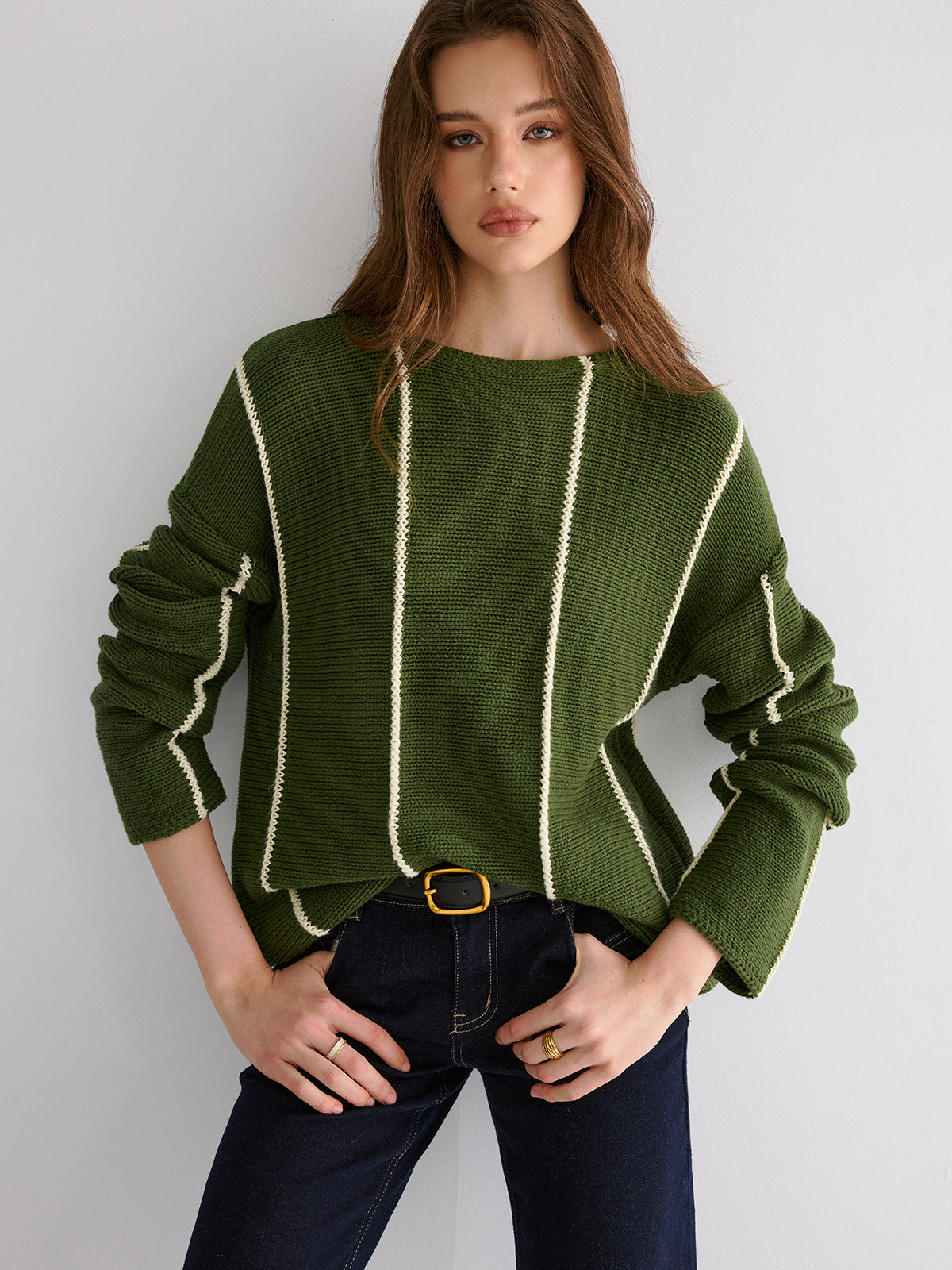 Contrast Striped Sweater for Casual Wear