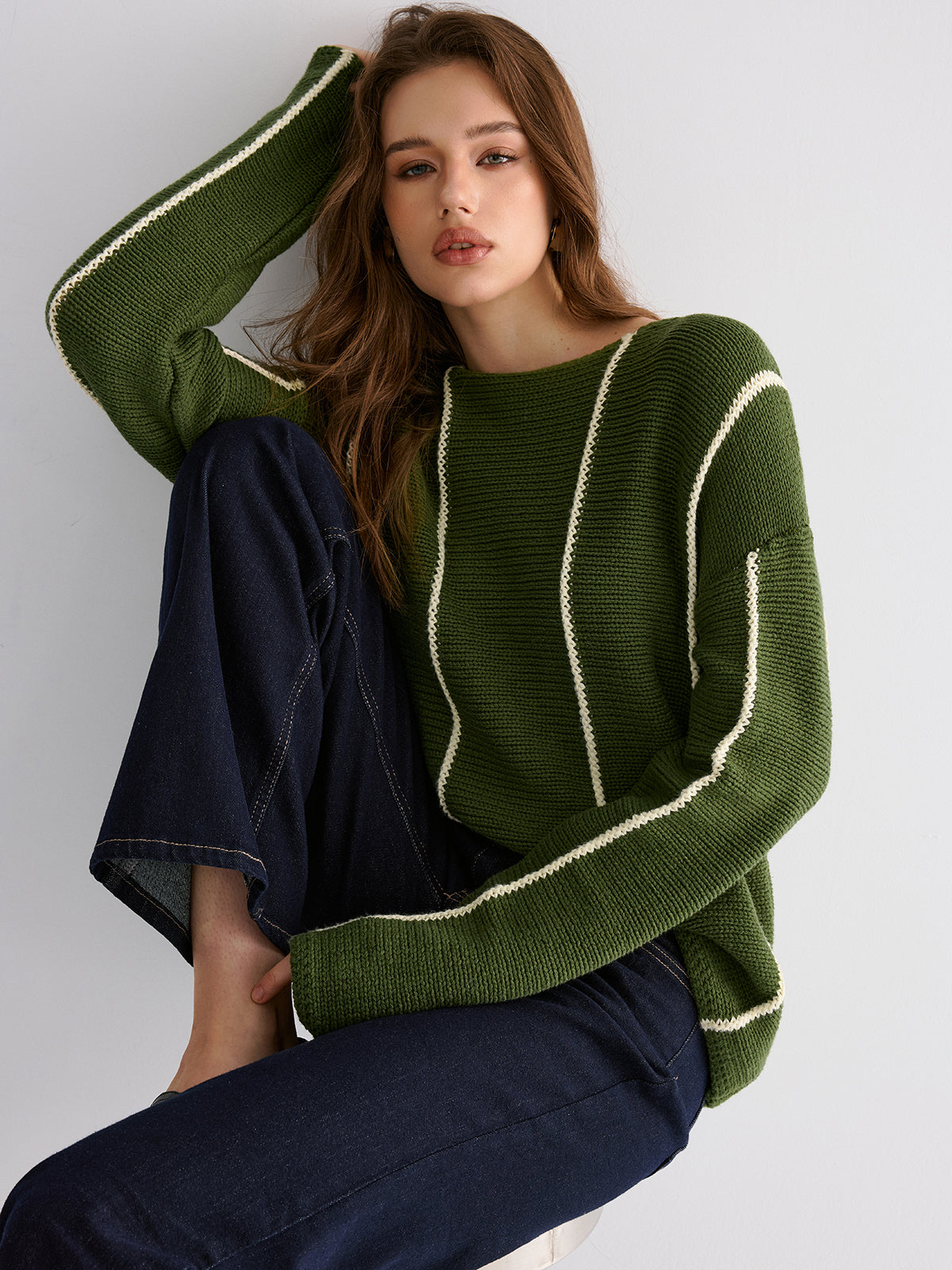 Contrast Striped Sweater for Casual Wear
