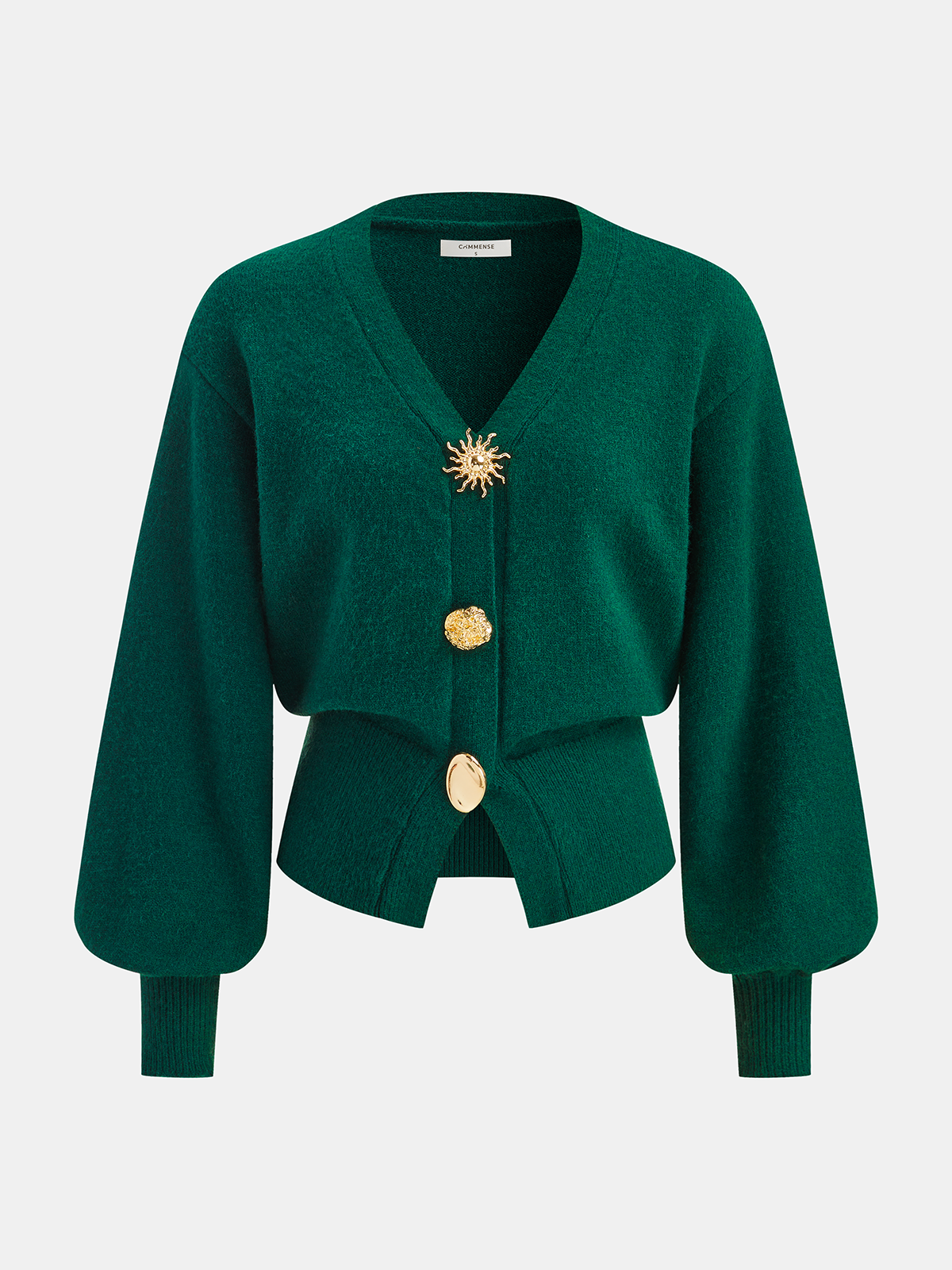 Metal Detail V-Neck Cardigan Cozy Lightweight Classic Fit