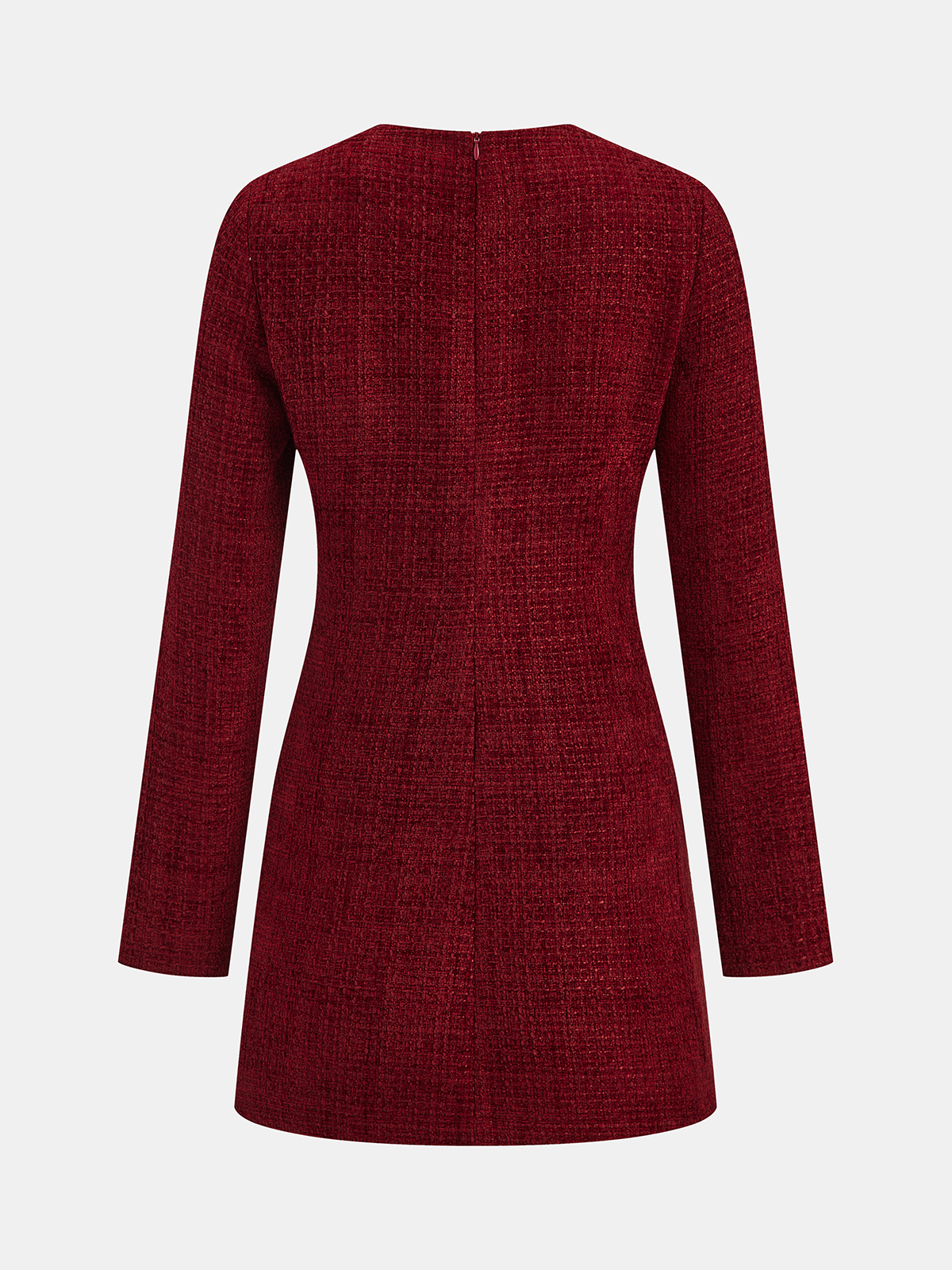 Metal Buckle Tweed Mini Dress with Elegant Short Sleeve Design