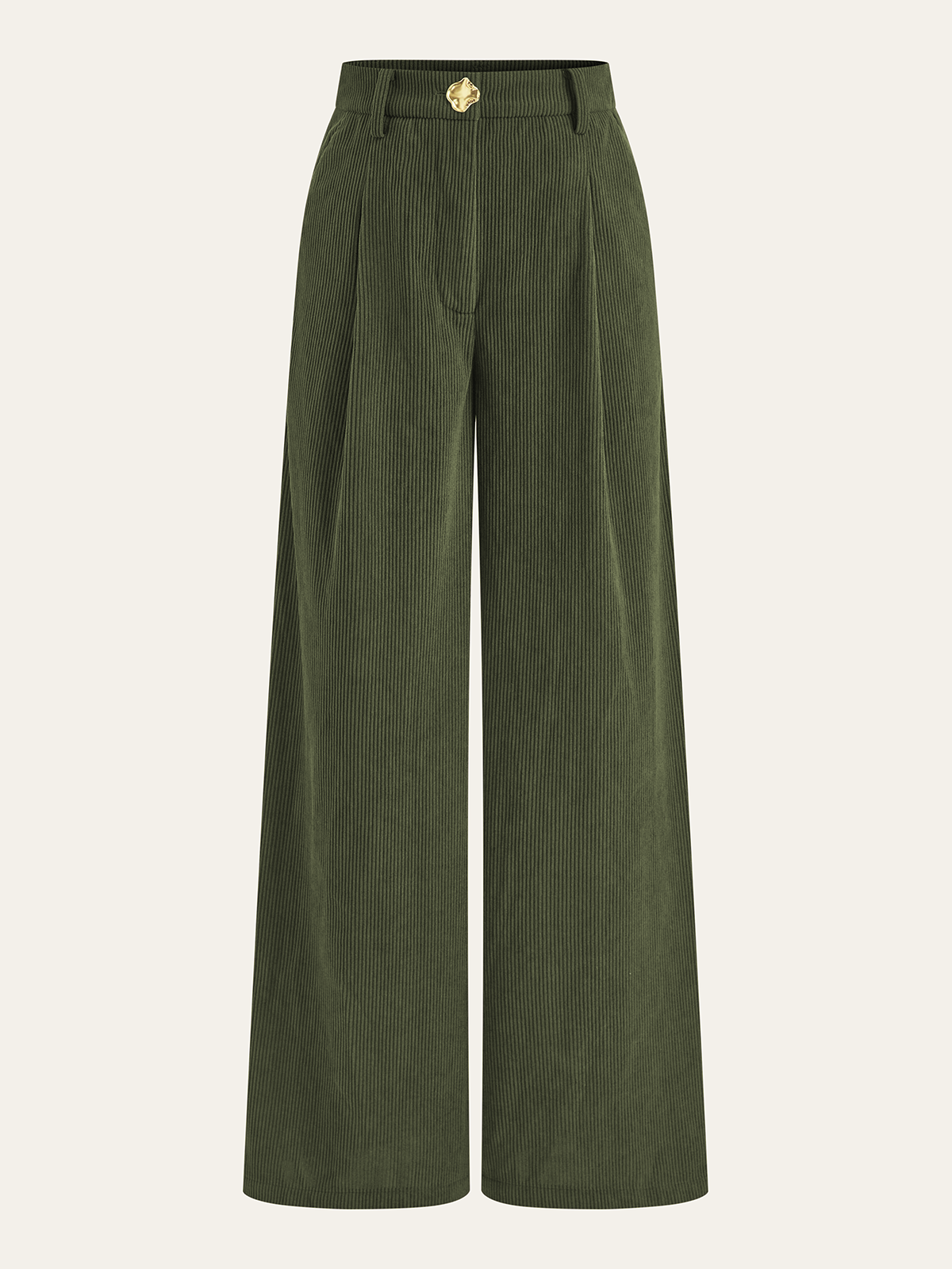 Corduroy Wide-Leg Pleated Pants for Women Casual Fall