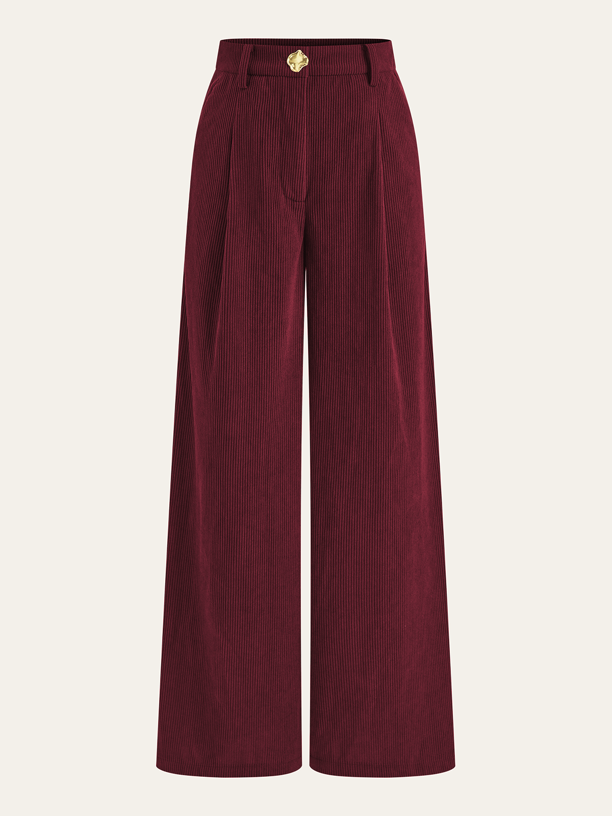 Corduroy Wide-Leg Pleated Pants for Women Casual Fall