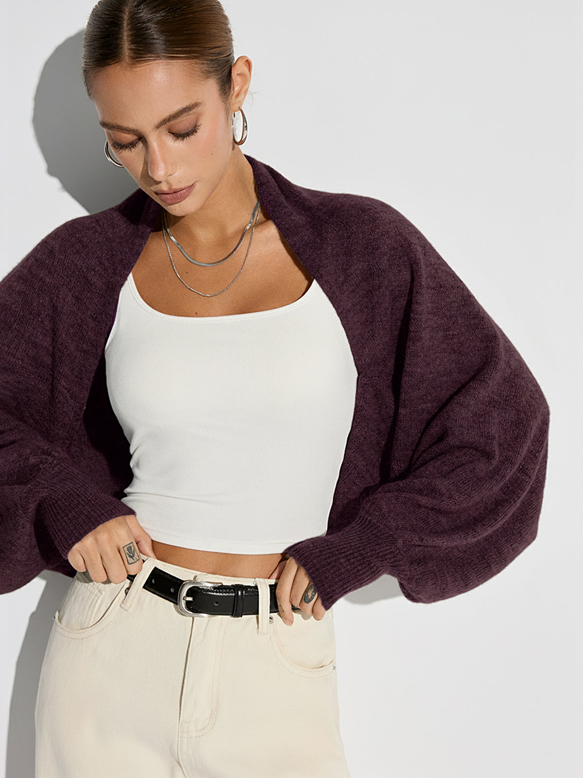 Wool Blend Oversized Batwing Sleeve Cardigan for Women Comfortable Layering Piece